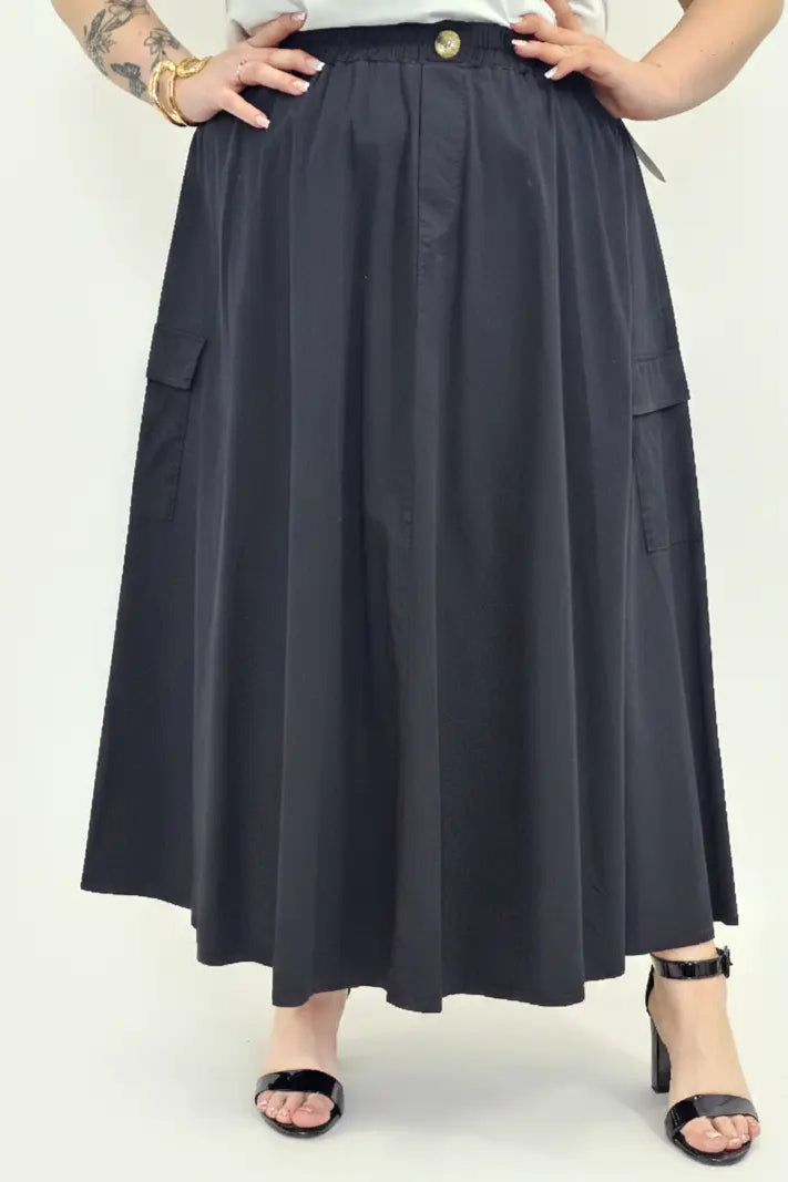 Spódnica plus size długa z gumką i kieszeniami – modna spódnica damska XXL Stylowa XL