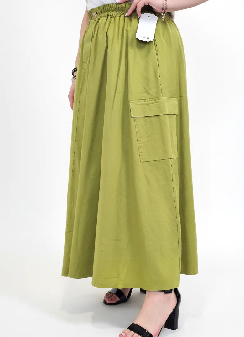 Spódnica plus size długa z gumką i kieszeniami – modna spódnica damska XXL Stylowa XL