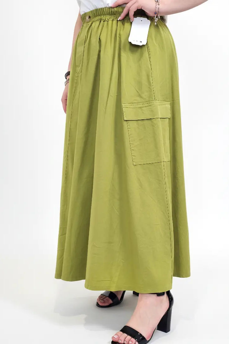 Spódnica plus size długa z gumką i kieszeniami – modna spódnica damska XXL Stylowa XL