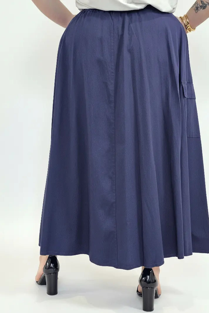 Spódnica plus size długa z gumką i kieszeniami – modna spódnica damska XXL Stylowa XL