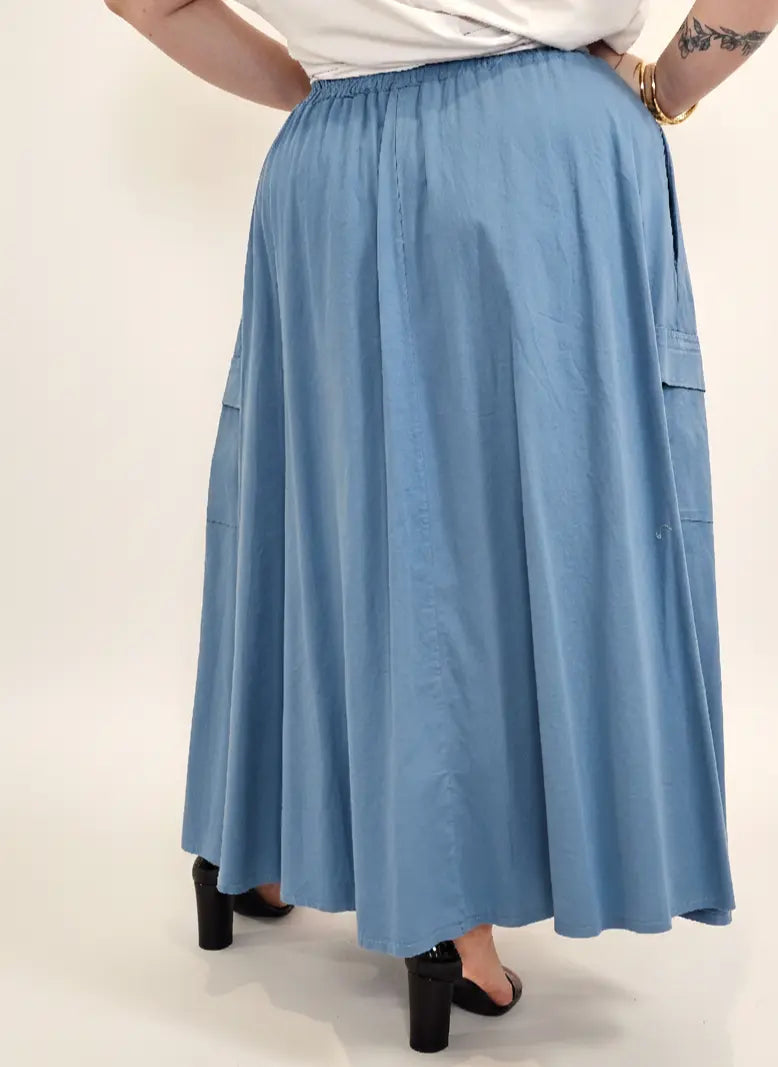 Spódnica plus size długa z gumką i kieszeniami – modna spódnica damska XXL Stylowa XL