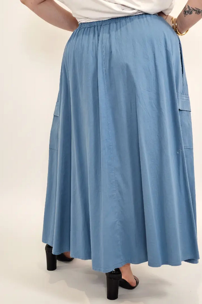 Spódnica plus size długa z gumką i kieszeniami – modna spódnica damska XXL Stylowa XL