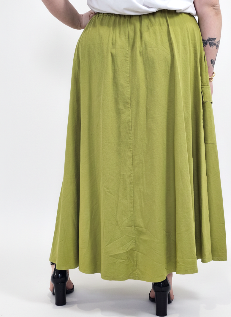 Spódnica plus size długa z gumką i kieszeniami – modna spódnica damska XXL Stylowa XL