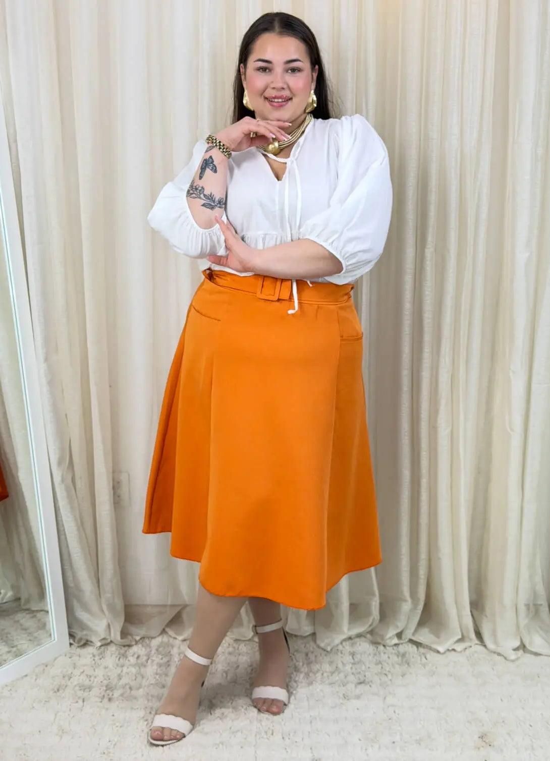 Spódnica plus size elegancka z paskiem – stylowa klasyka XXL Stylowa XL