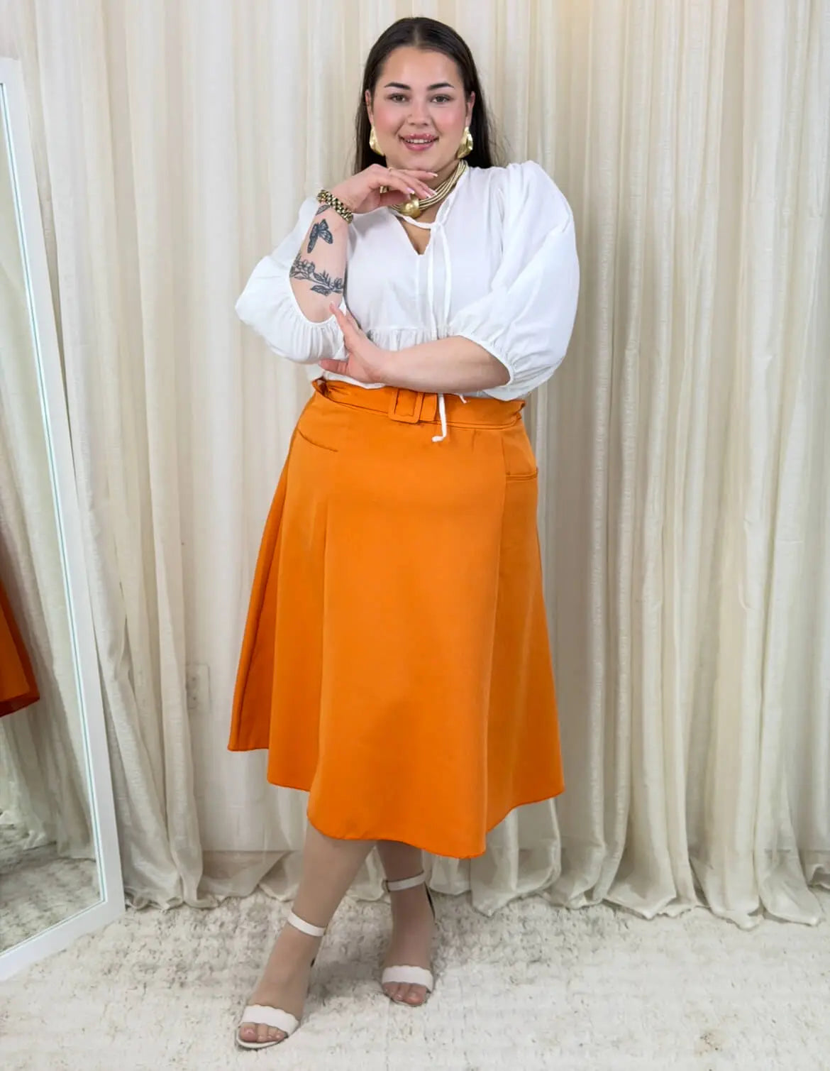 Spódnica plus size elegancka z paskiem – stylowa klasyka XXL Stylowa XL