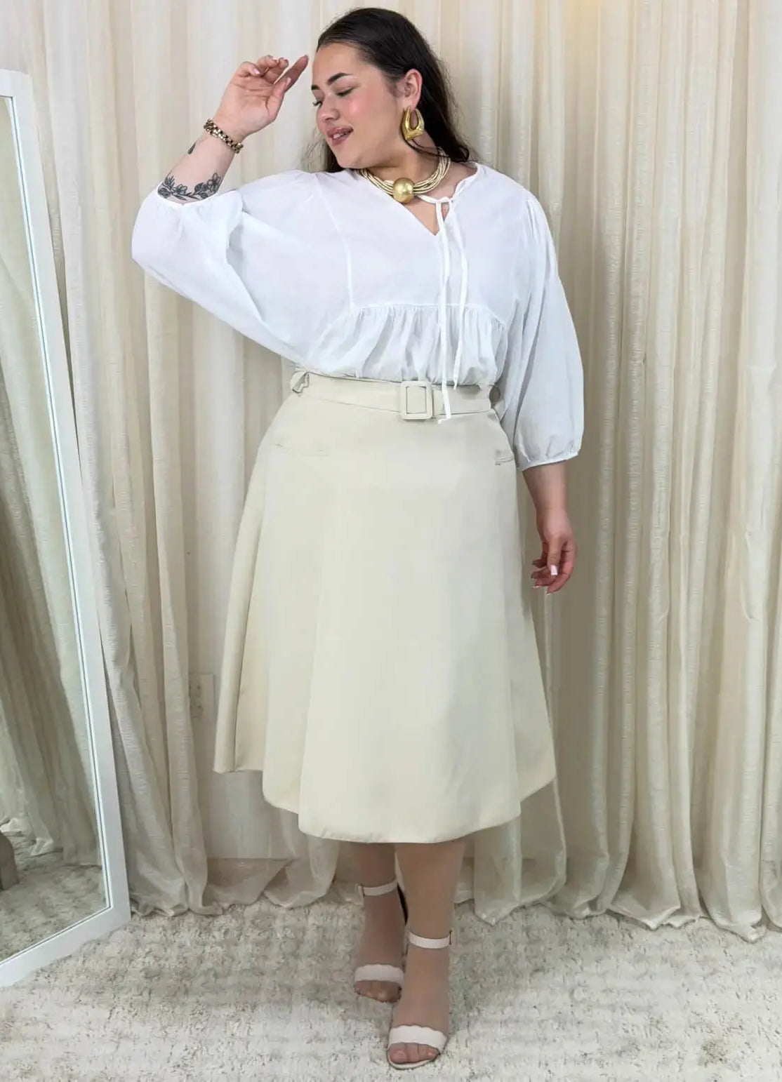 Spódnica plus size elegancka z paskiem – stylowa klasyka XXL Stylowa XL