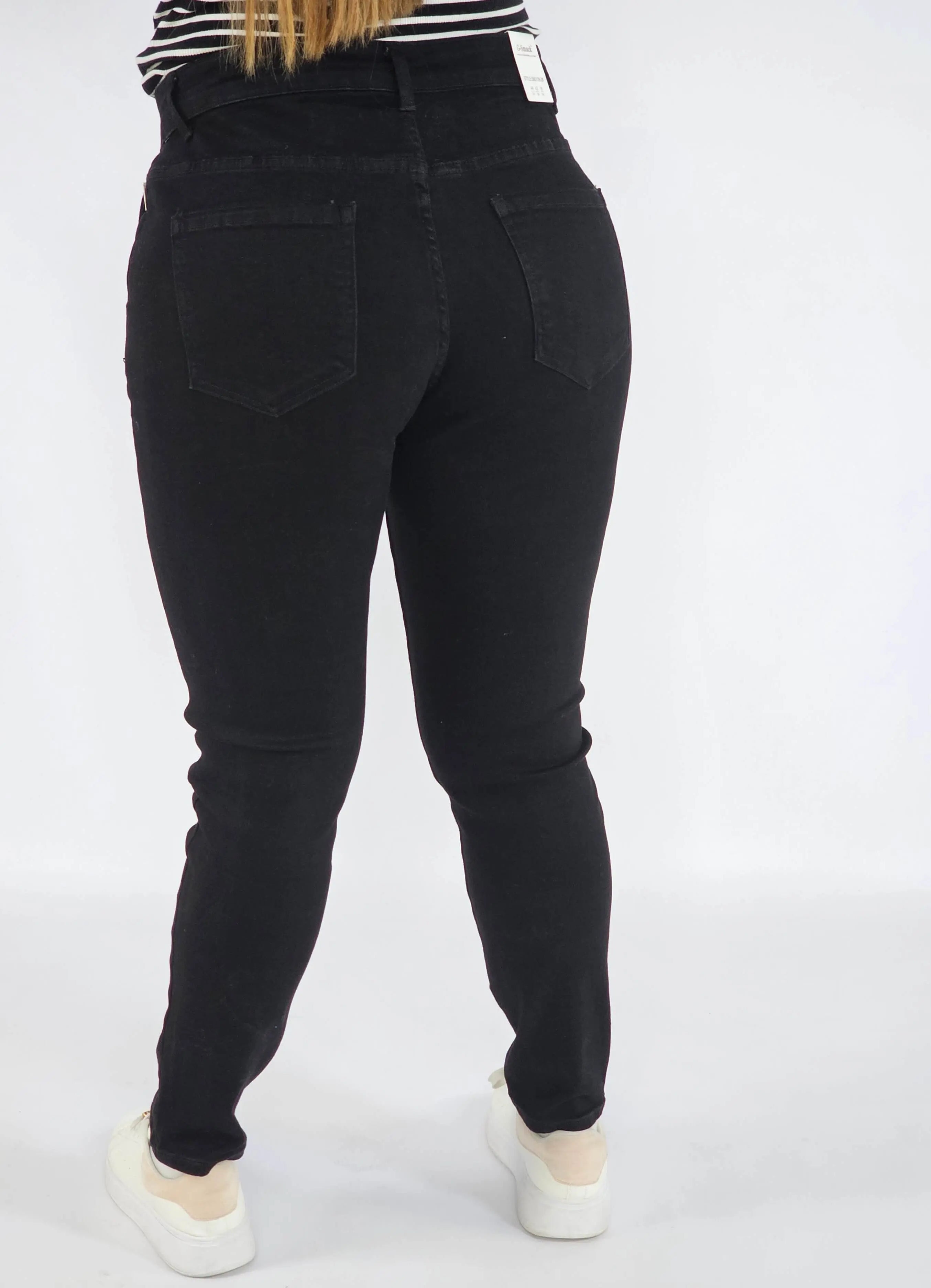 Spodnie Plus Size Czarne Jeansy z Ozdobnymi Serduszkami – Modne i Wygodne XXL Stylowa XL