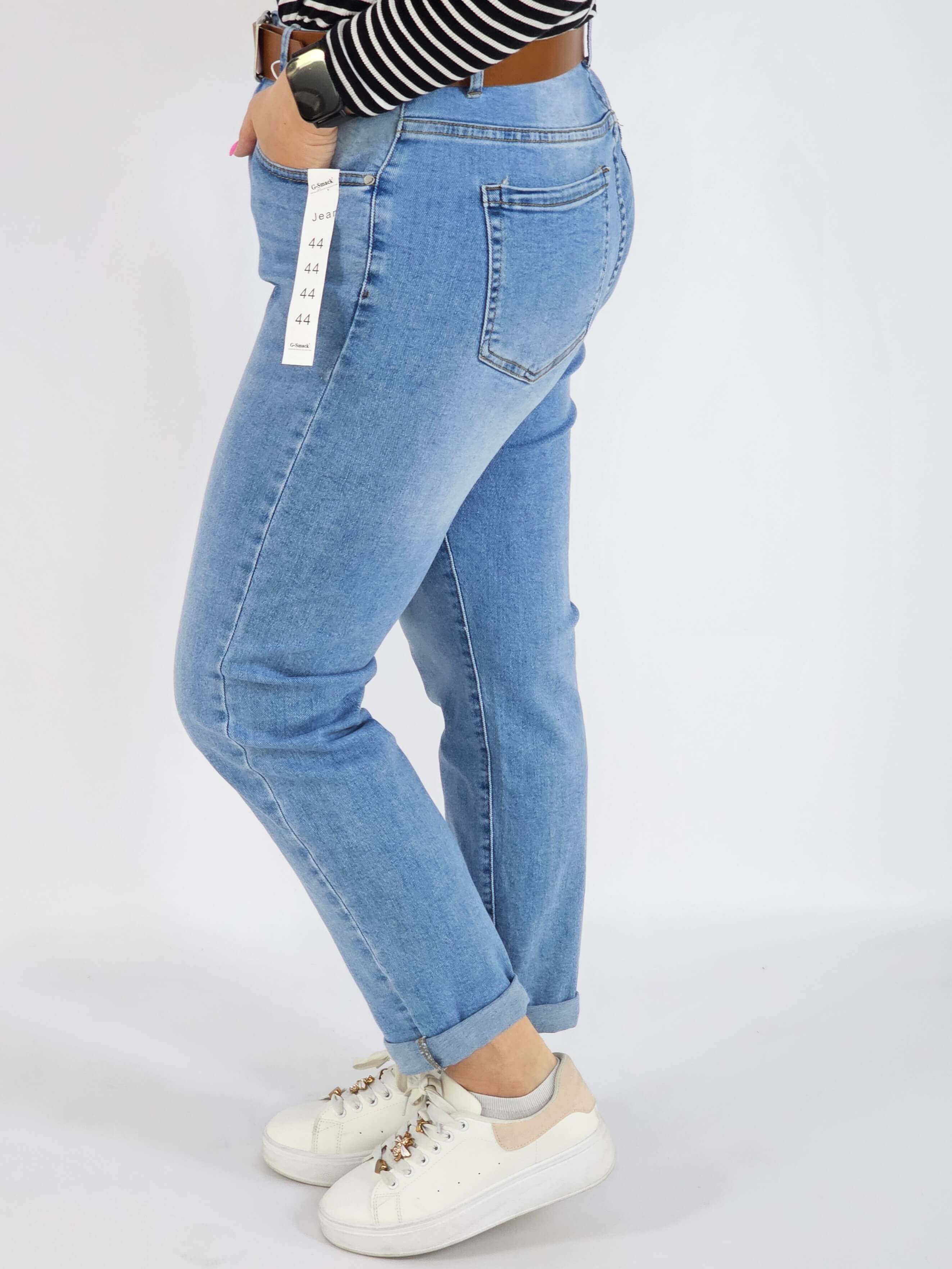 Spodnie Plus Size G'Smack Jasne Jeansy z Paskiem – Klasyczne i Wygodne XXL Stylowa XL