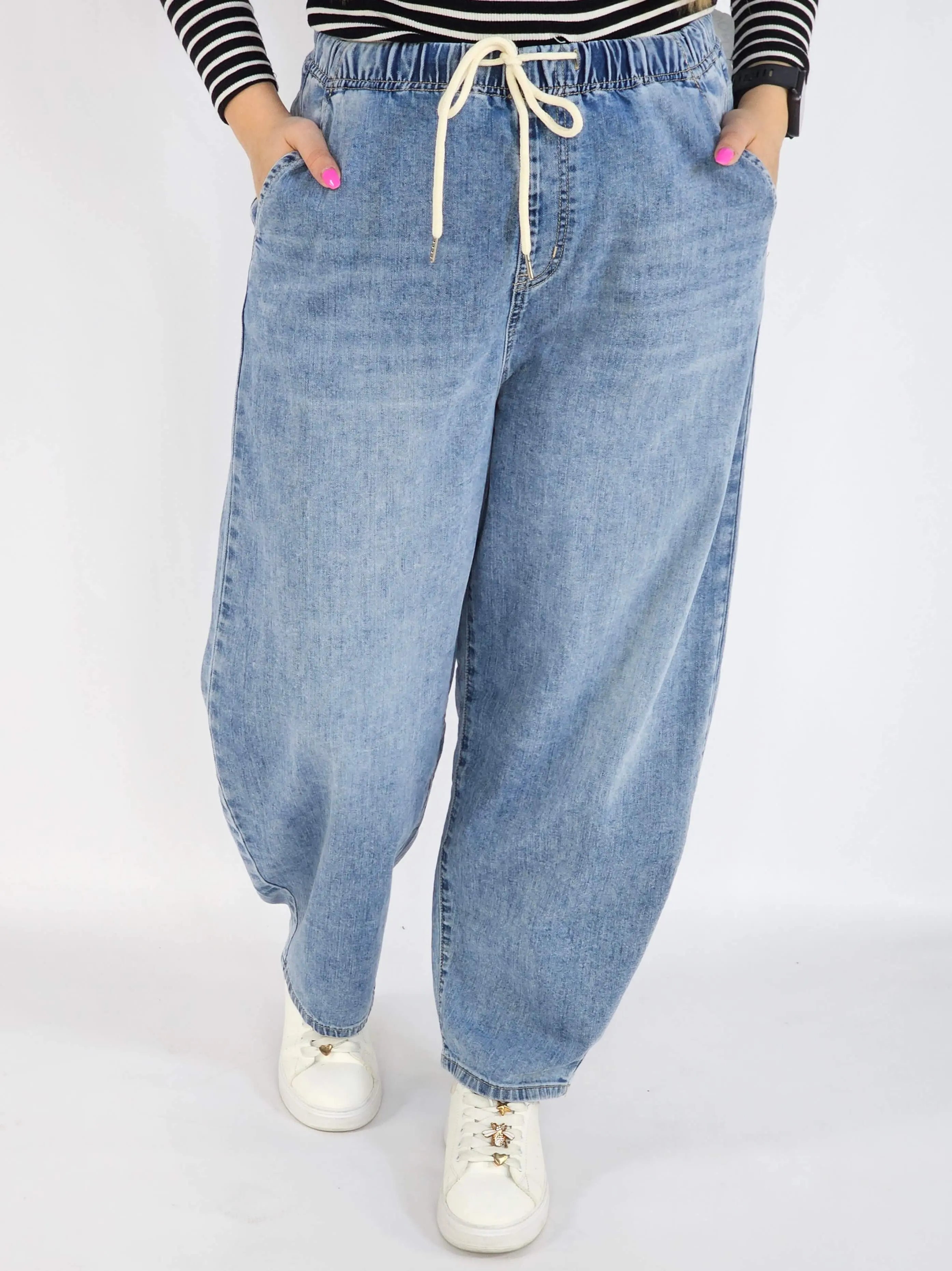 Spodnie Plus Size Jeansy Balloon Fit M'Sara z Gumką w Pasie – Modne i Wygodne XXL Stylowa XL
