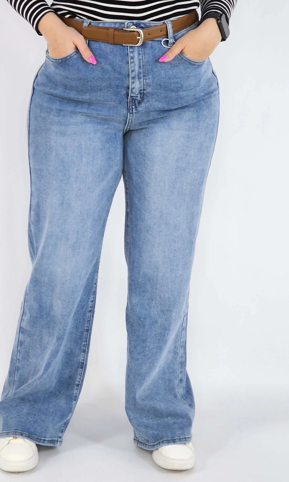 Spodnie Plus Size Niebieskie Jeansy Szeroka Nogawka – Stylowe i Wygodne XXL Stylowa XL