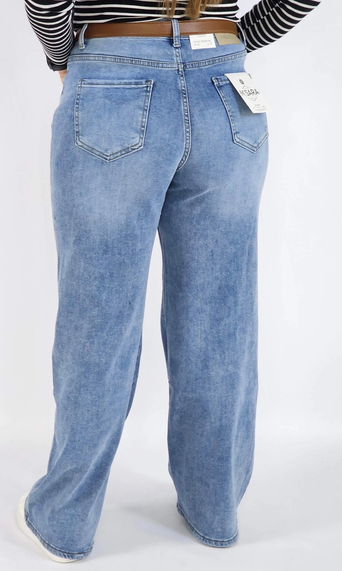 Spodnie Plus Size Niebieskie Jeansy Szeroka Nogawka – Stylowe i Wygodne XXL Stylowa XL