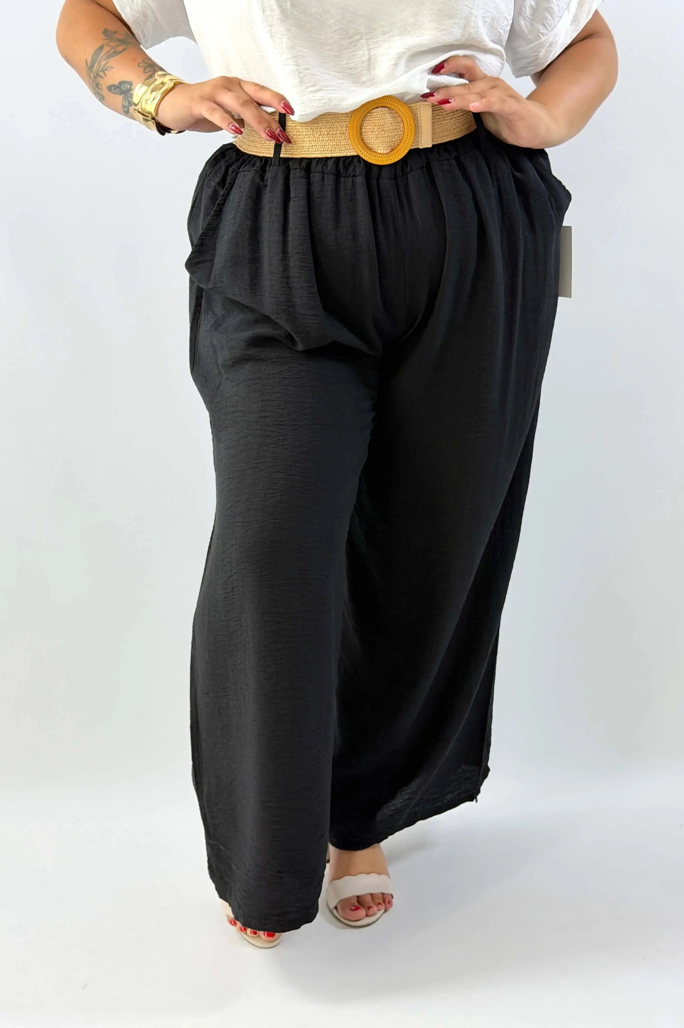 Spodnie Plus Size Palazzo z Elastycznym Pasem – Komfort i Styl na Co Dzień Stylowa XL