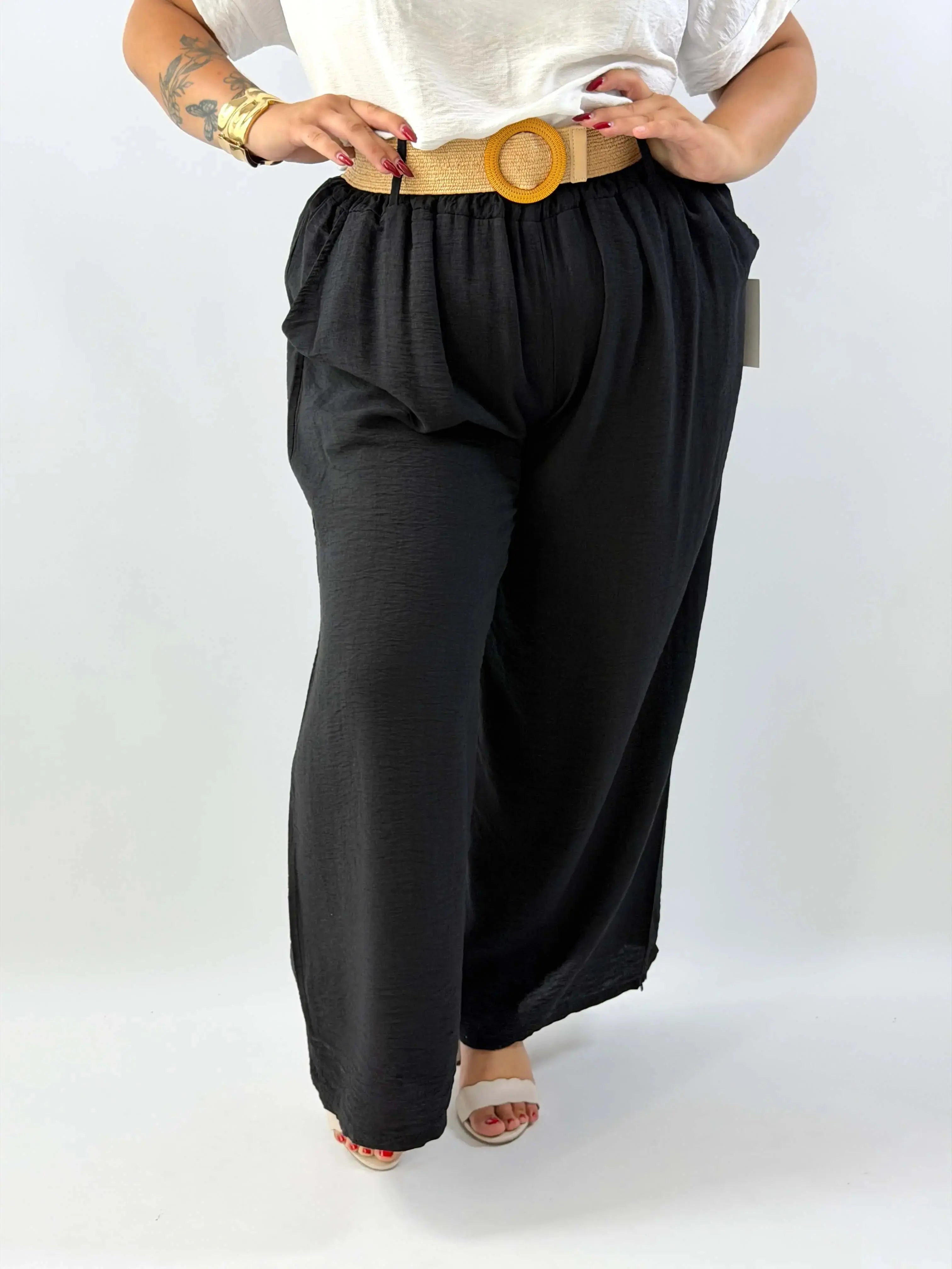 Spodnie Plus Size Palazzo z Elastycznym Pasem – Komfort i Styl na Co Dzień Stylowa XL