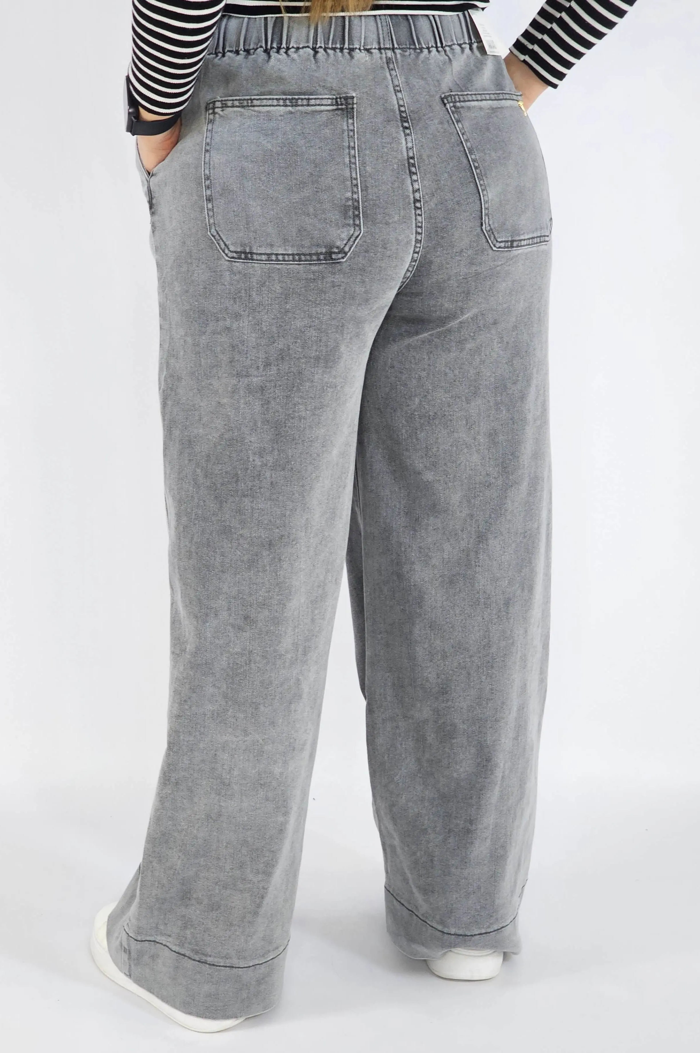 Spodnie Plus Size Szare Jeansy z Gumką w Pasie – Wygodne i Stylowe XXL Stylowa XL