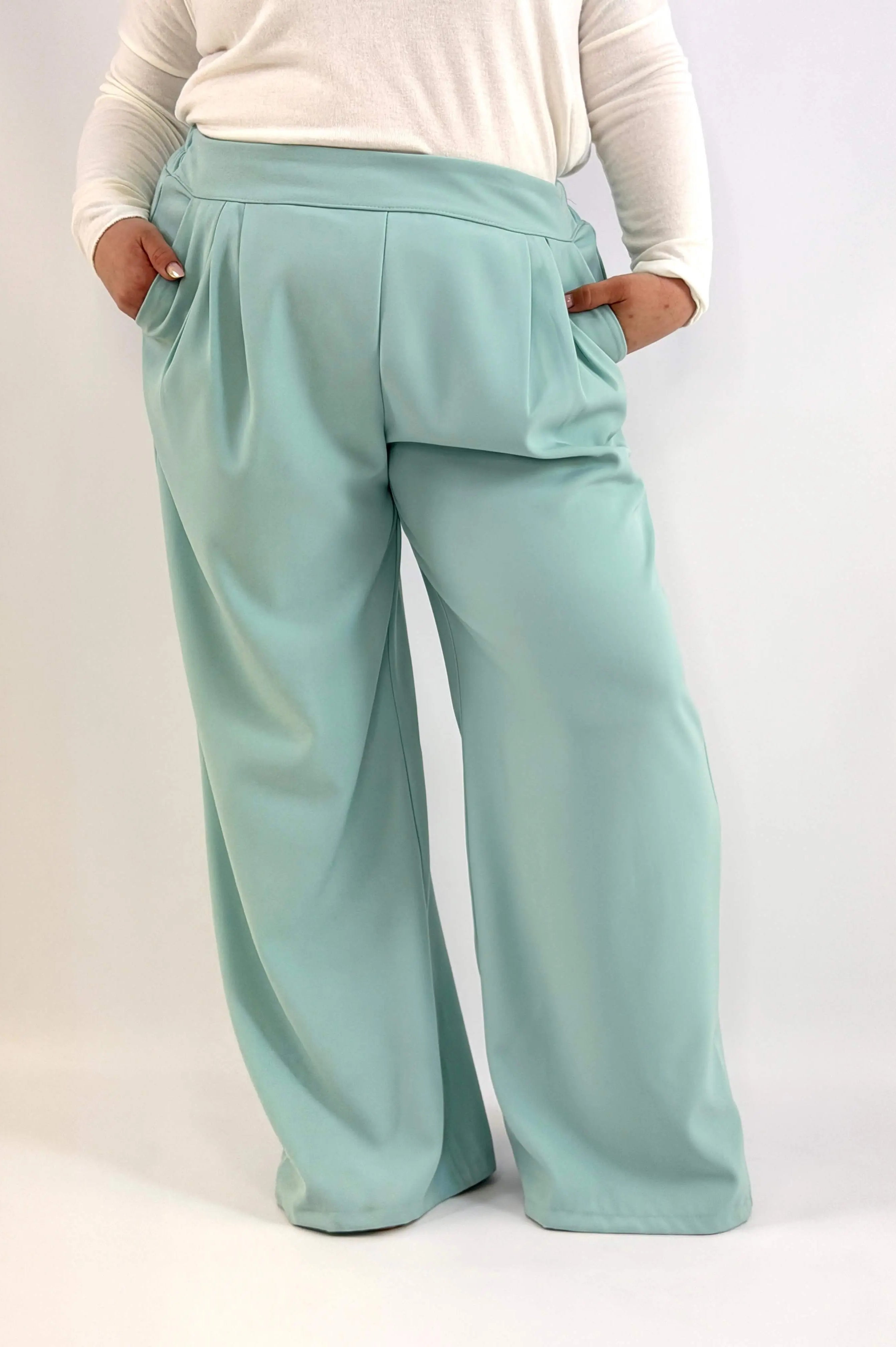 Spodnie Plus Size Szerokie Eleganckie Z Wysokim Stanem Stylowa XL