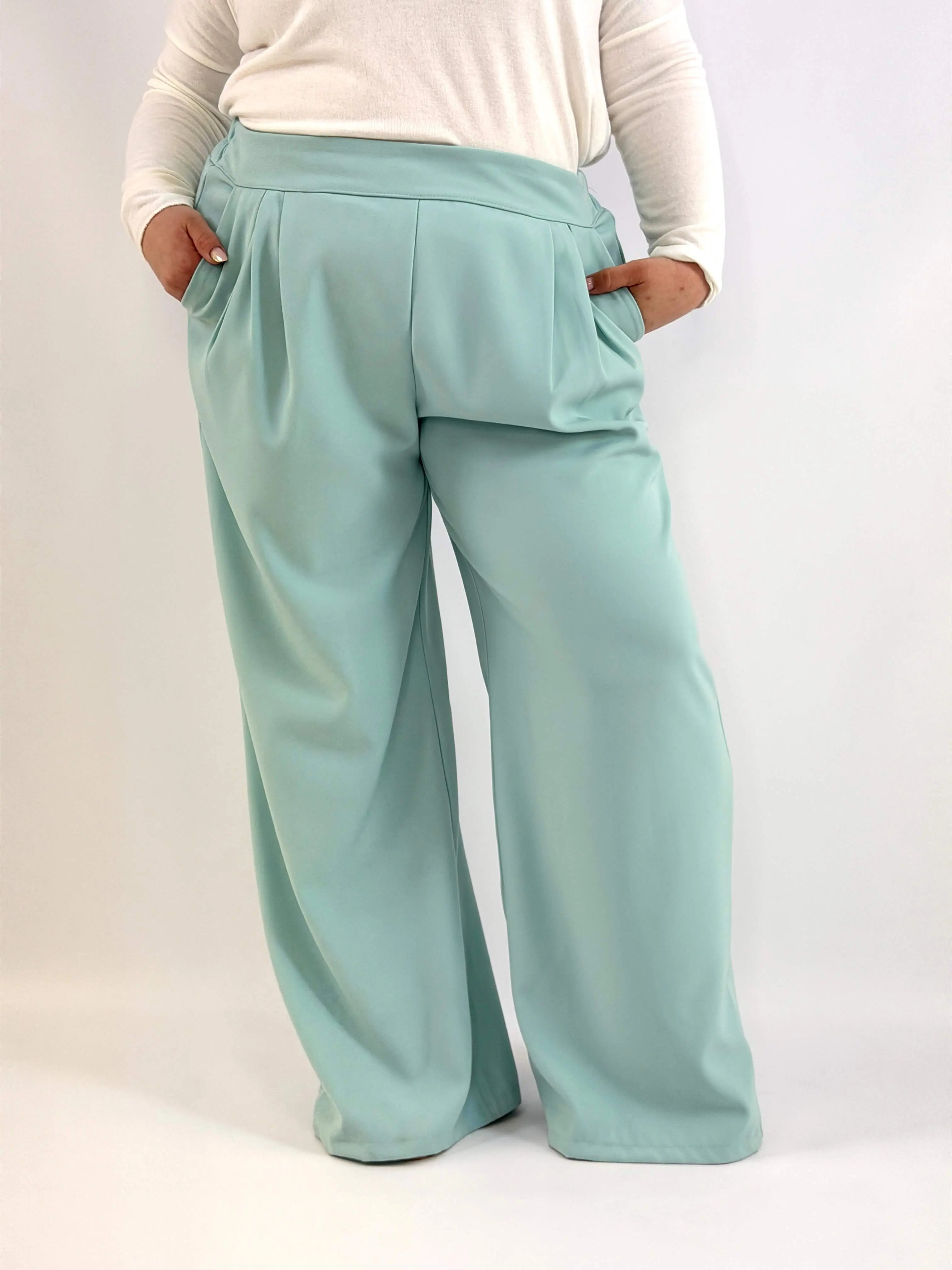 Spodnie Plus Size Szerokie Eleganckie Z Wysokim Stanem Stylowa XL