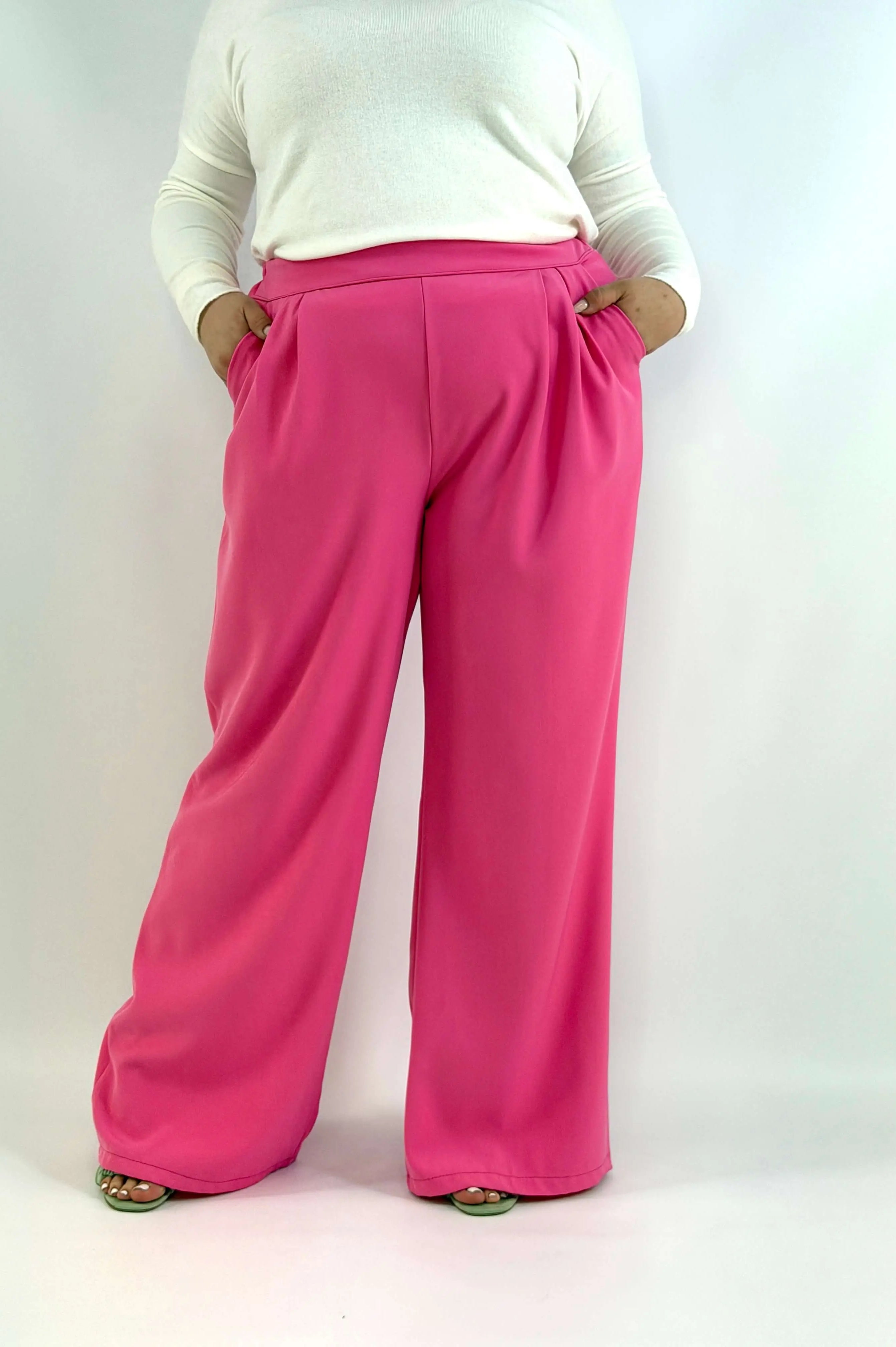 Spodnie Plus Size Szerokie Eleganckie Z Wysokim Stanem Stylowa XL