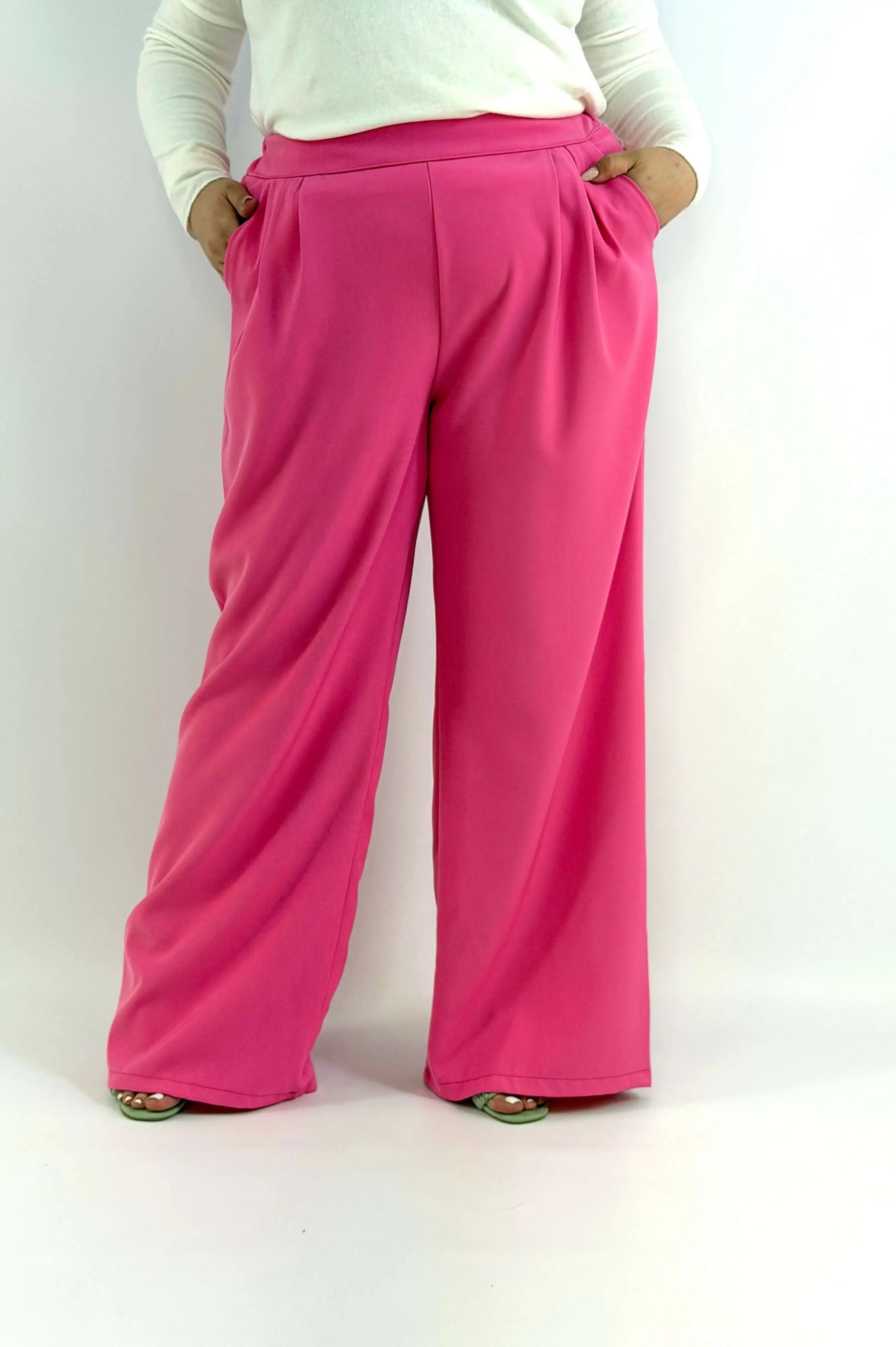 Spodnie Plus Size Szerokie Eleganckie Z Wysokim Stanem Stylowa XL