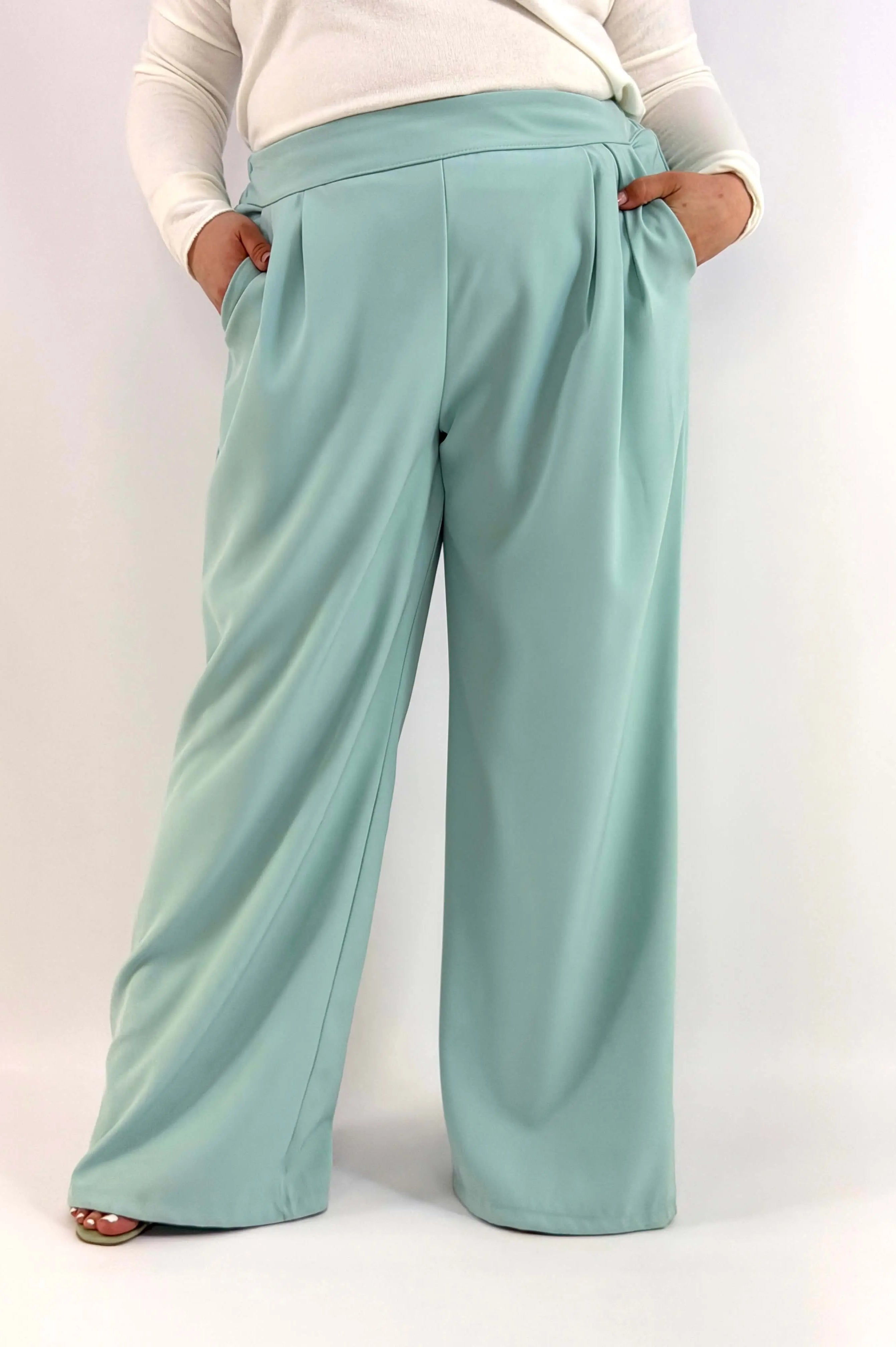 Spodnie Plus Size Szerokie Eleganckie Z Wysokim Stanem Stylowa XL