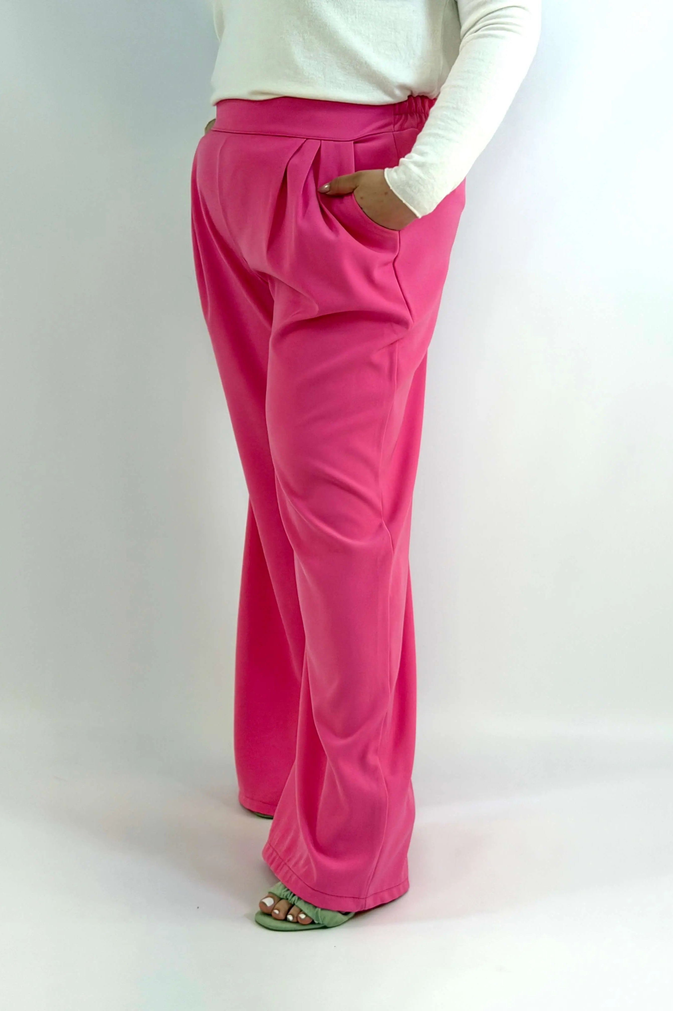 Spodnie Plus Size Szerokie Eleganckie Z Wysokim Stanem Stylowa XL