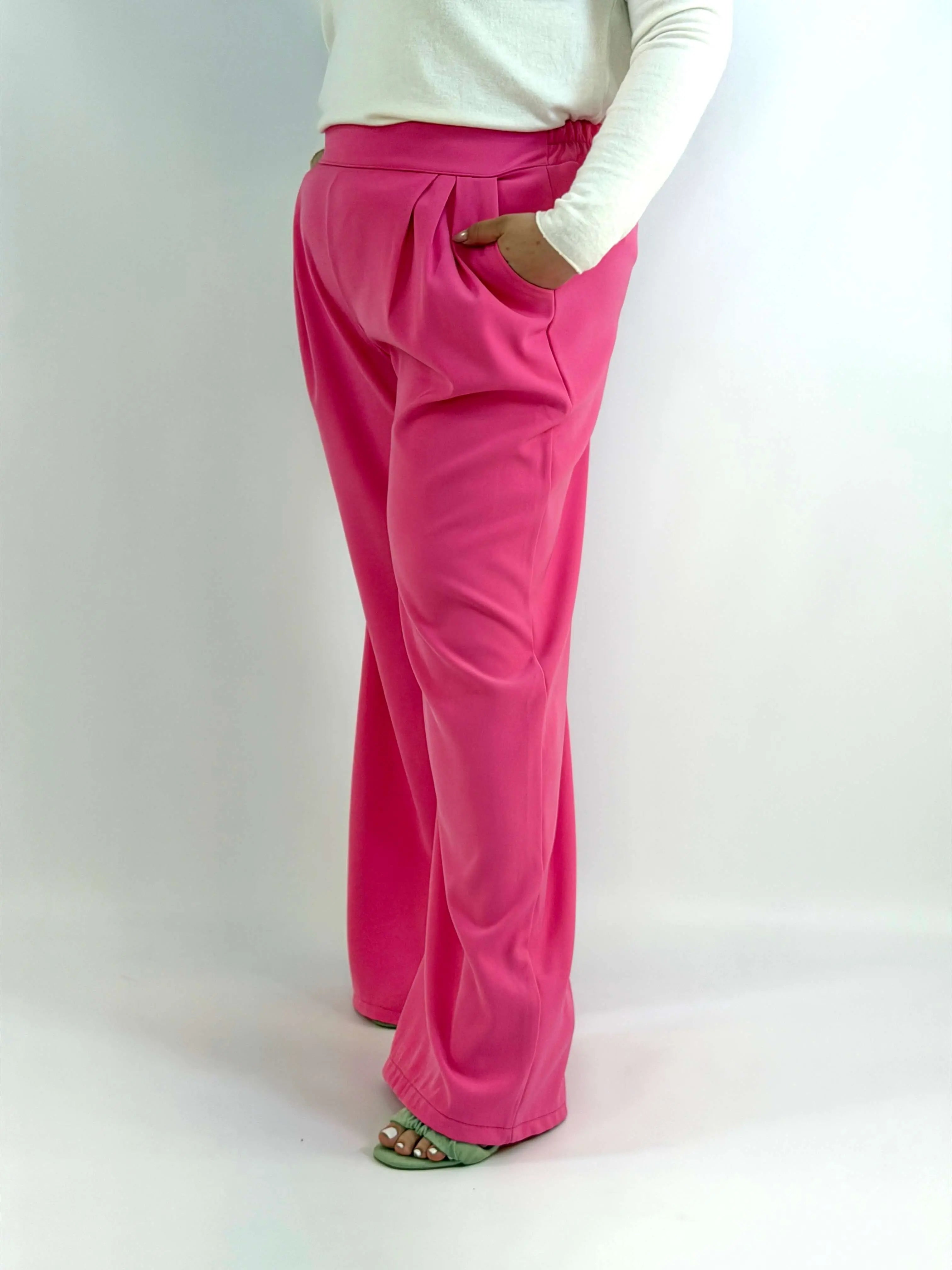 Spodnie Plus Size Szerokie Eleganckie Z Wysokim Stanem Stylowa XL