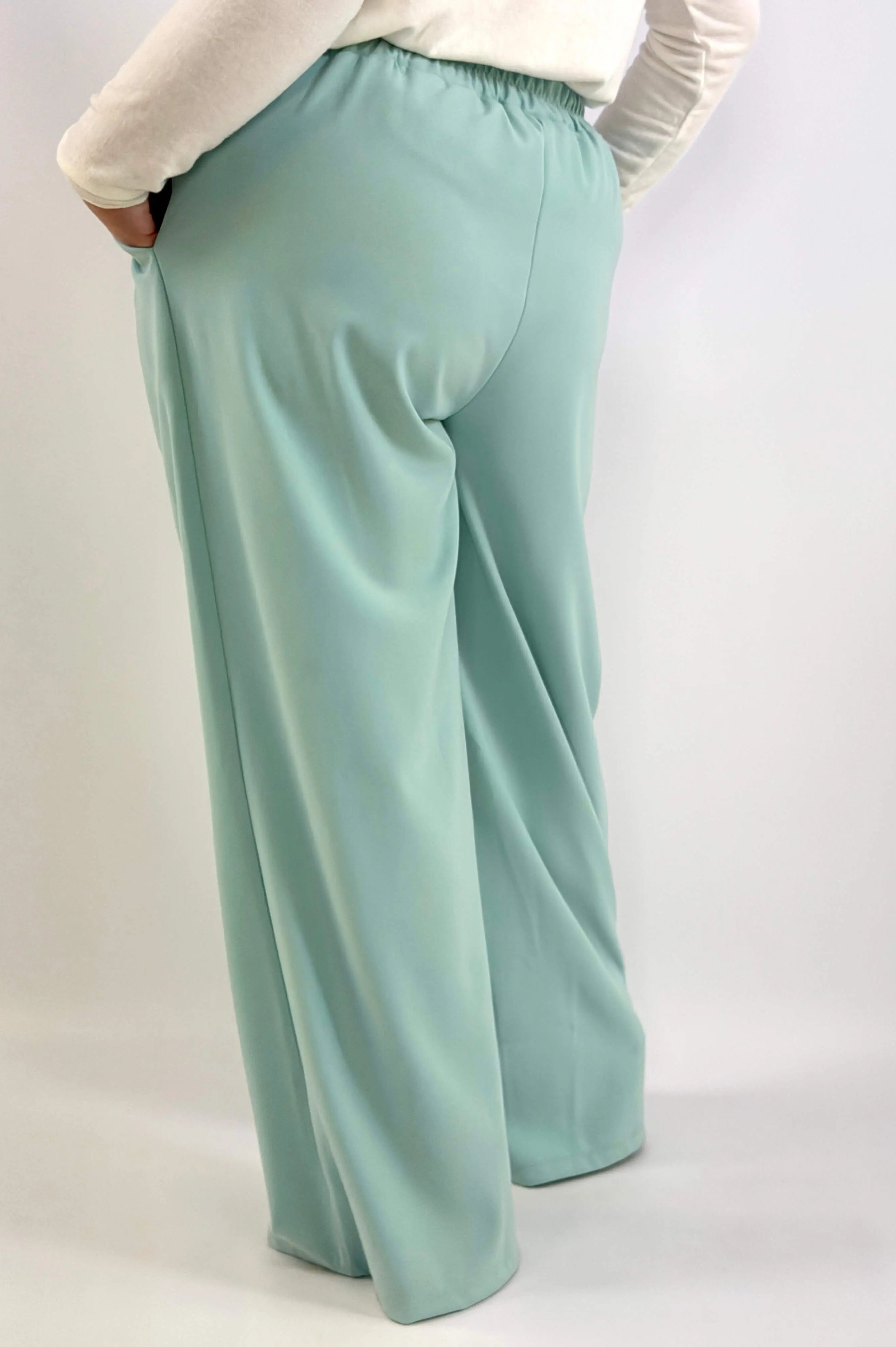 Spodnie Plus Size Szerokie Eleganckie Z Wysokim Stanem Stylowa XL