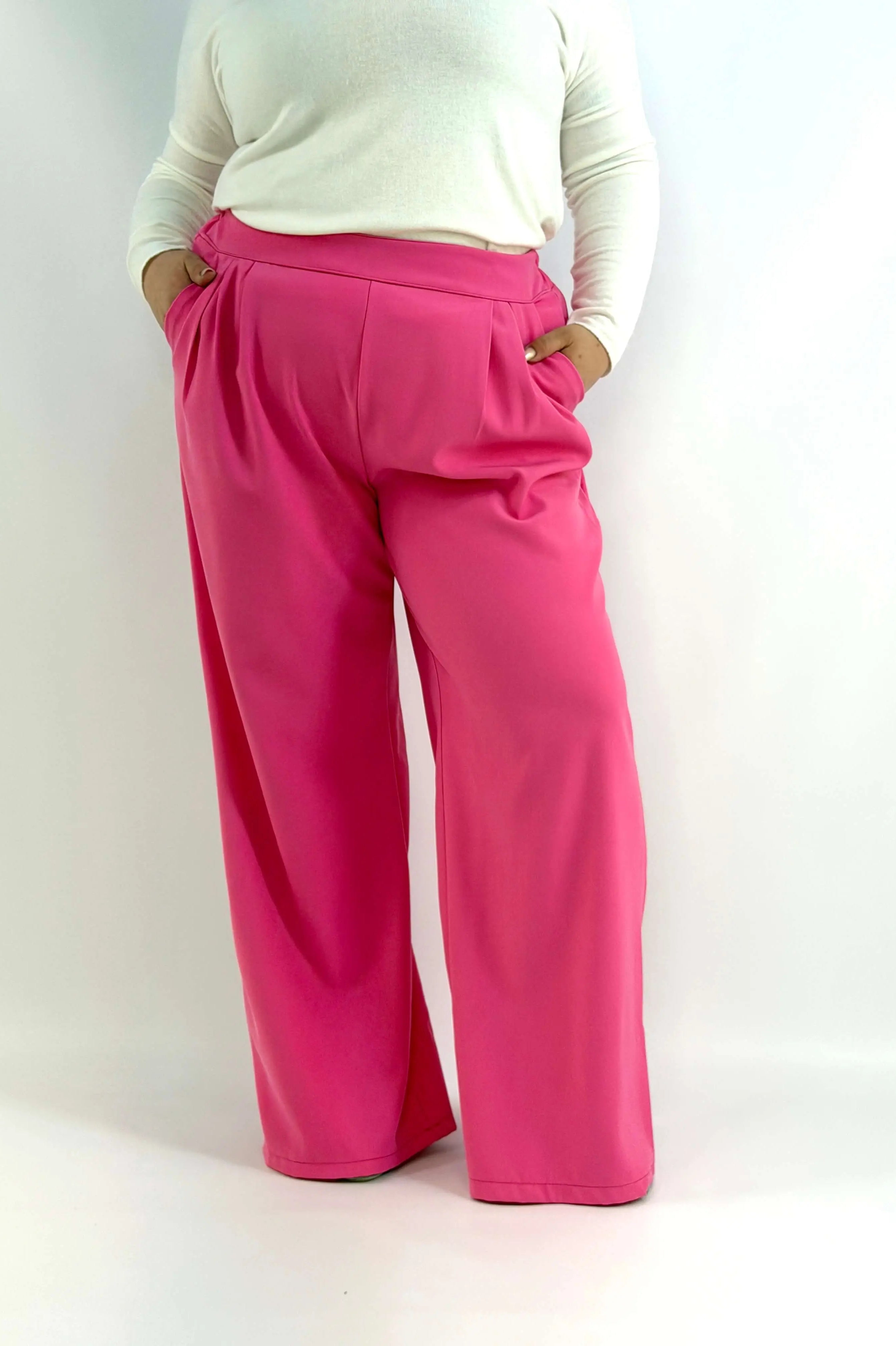 Spodnie Plus Size Szerokie Eleganckie Z Wysokim Stanem Stylowa XL