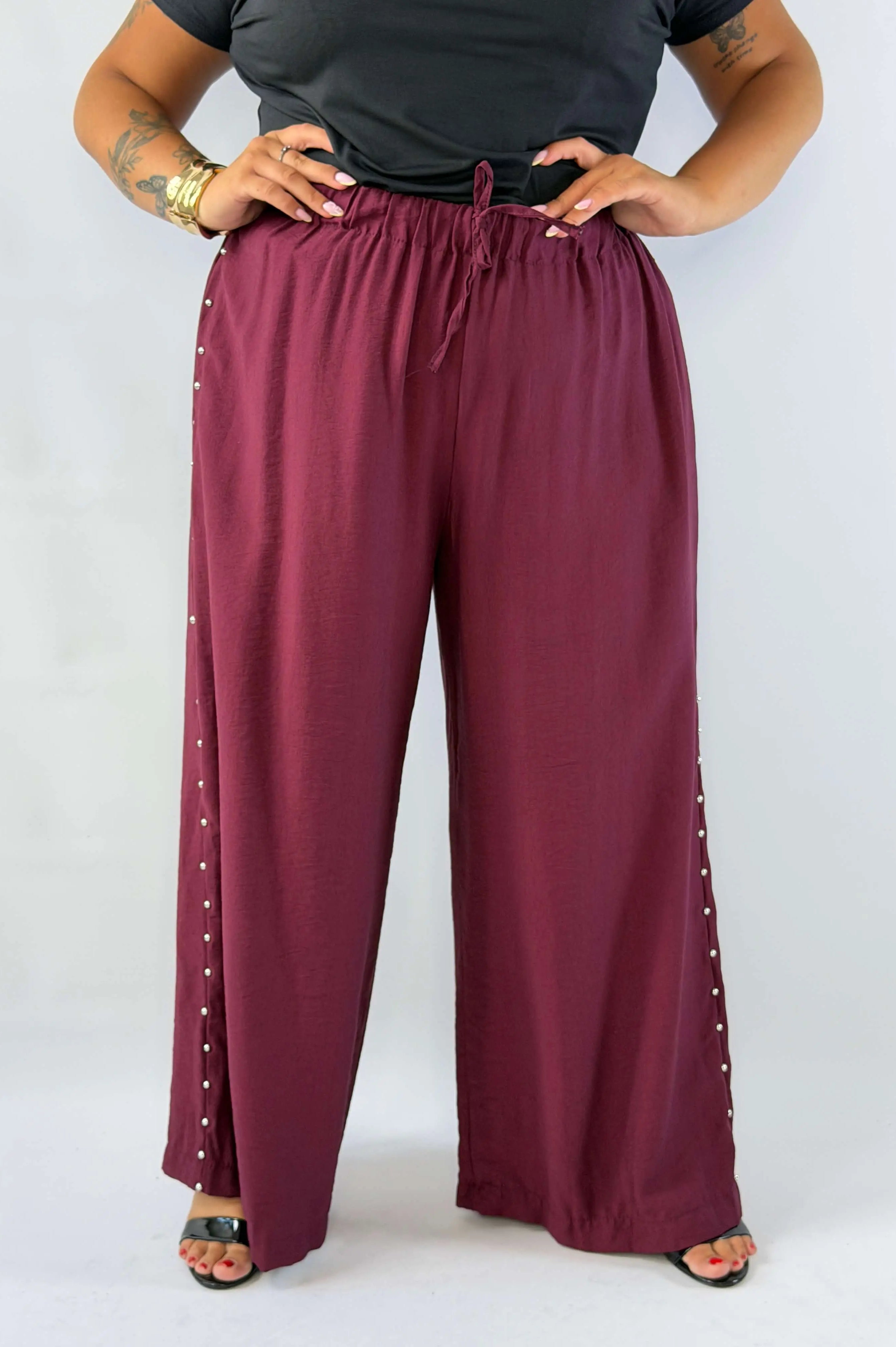 Spodnie Plus Size z ozdobnymi nitami – wygodne, eleganckie i stylowe Stylowa XL