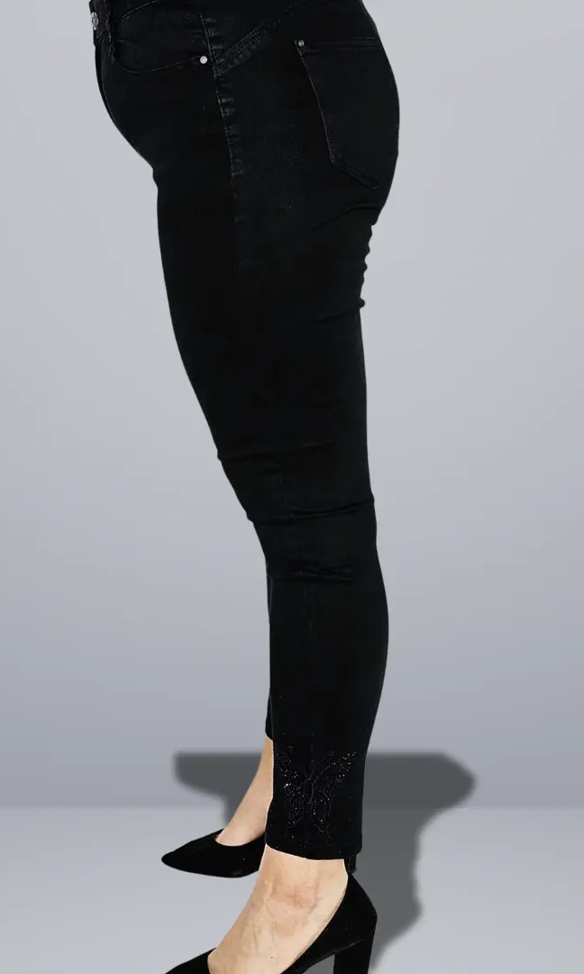 Spodnie czarne z motylami z cyrkonii Stylowa XL