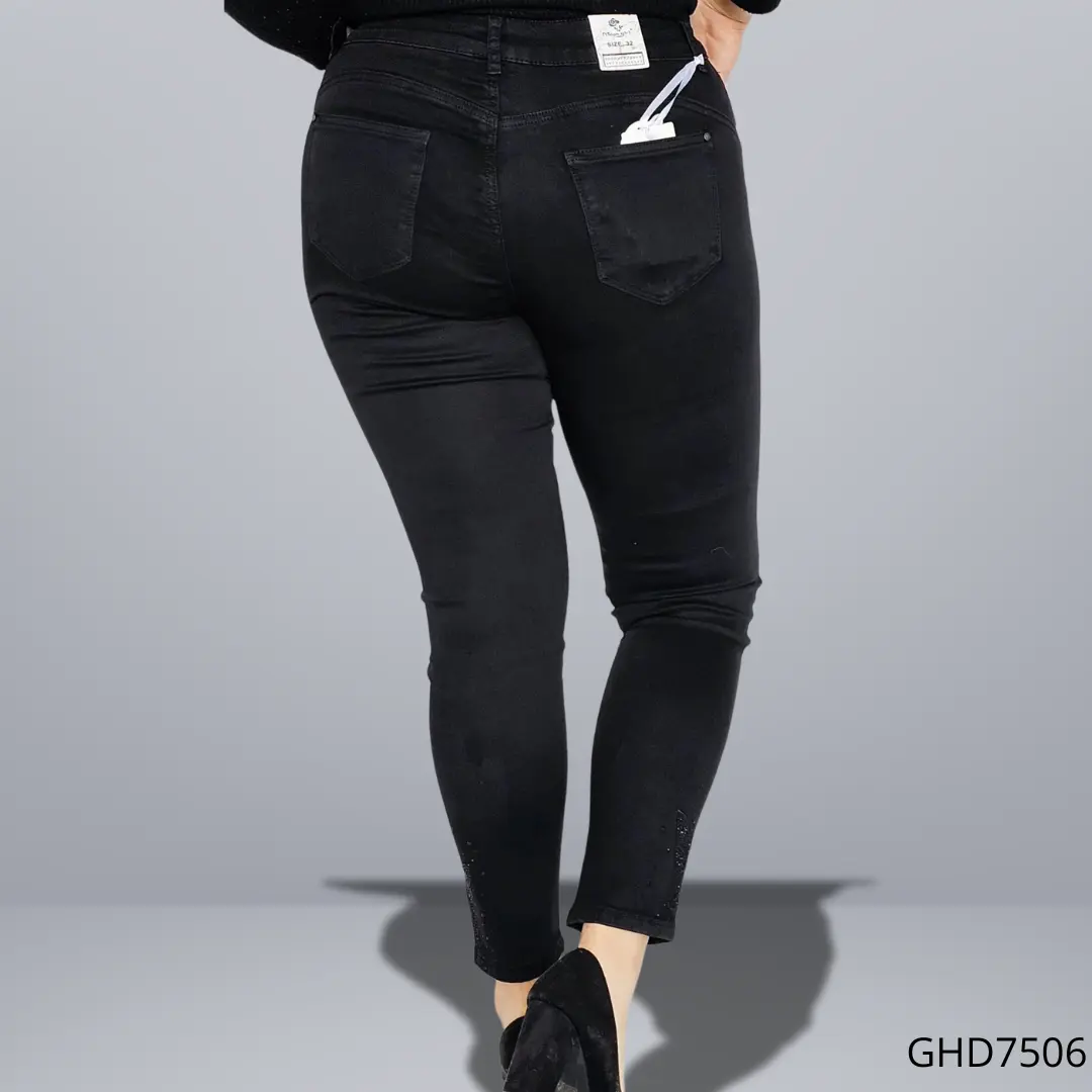 Spodnie czarne z motylami z cyrkonii Stylowa XL