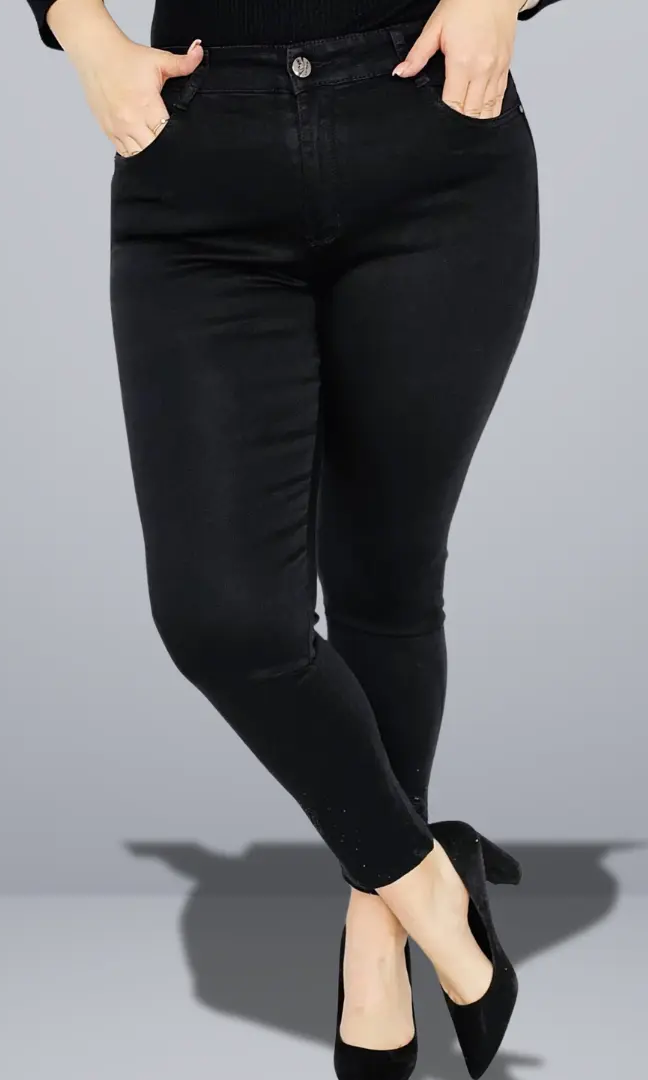 Spodnie czarne z motylami z cyrkonii Stylowa XL