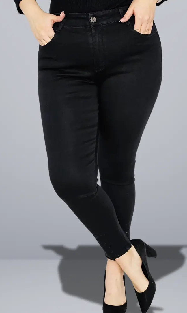 Spodnie czarne z motylami z cyrkonii Stylowa XL