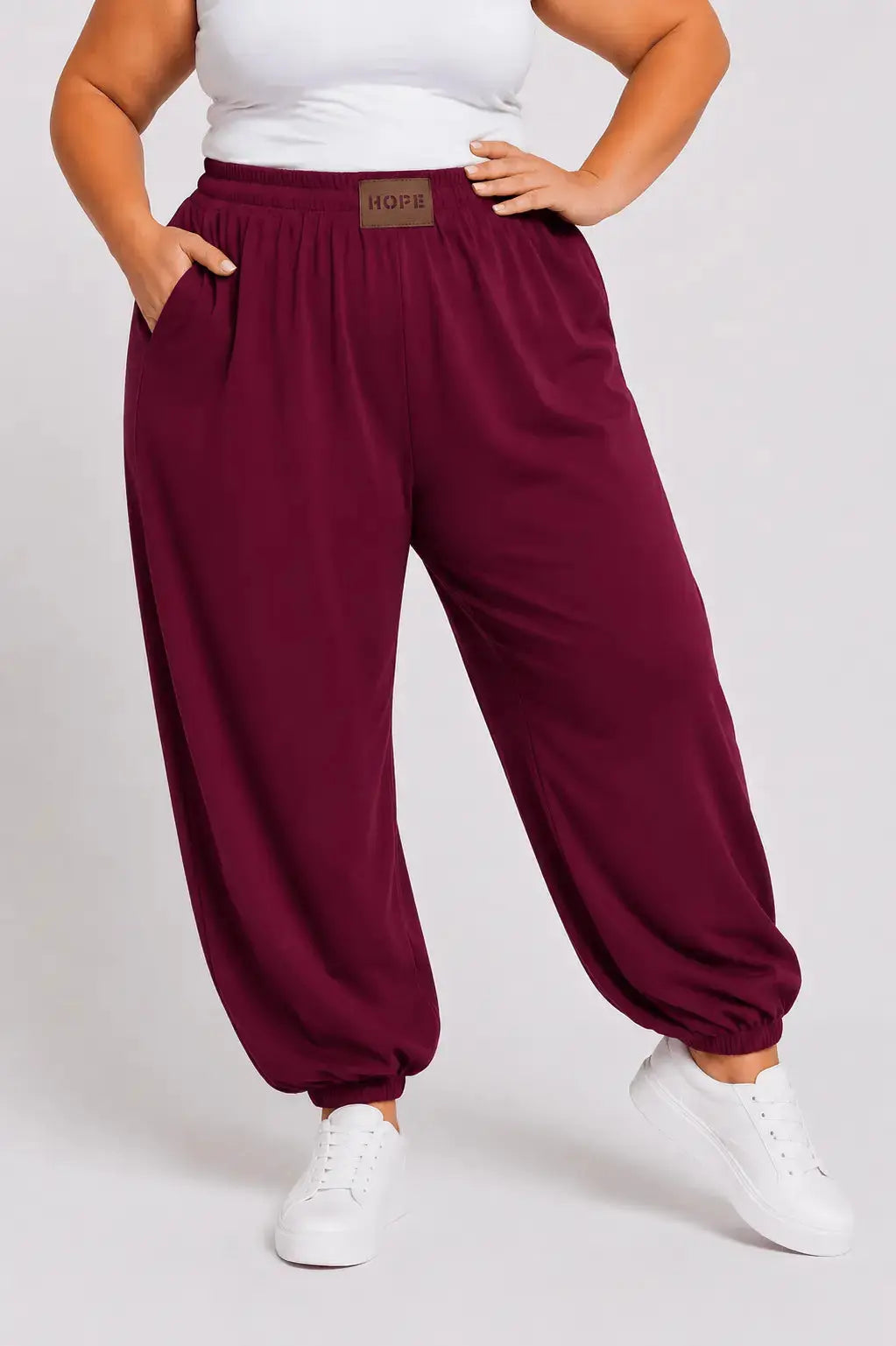 Spodnie damskie Plus Size typu jogger z gumką przy nogawce Stylowa XL