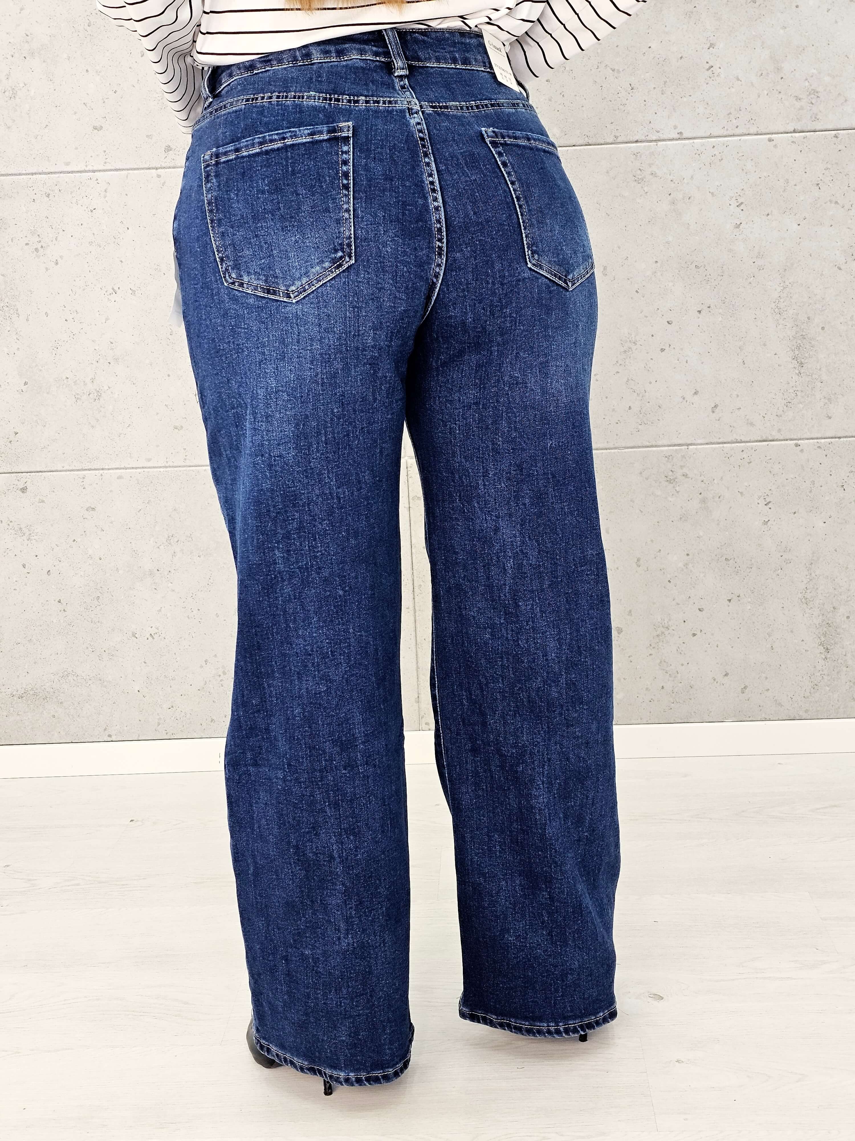 Spodnie jeansowe G-Smack StylowaXL Wide Leg – szerokie niebieskie jeansy plus size Stylowa XL