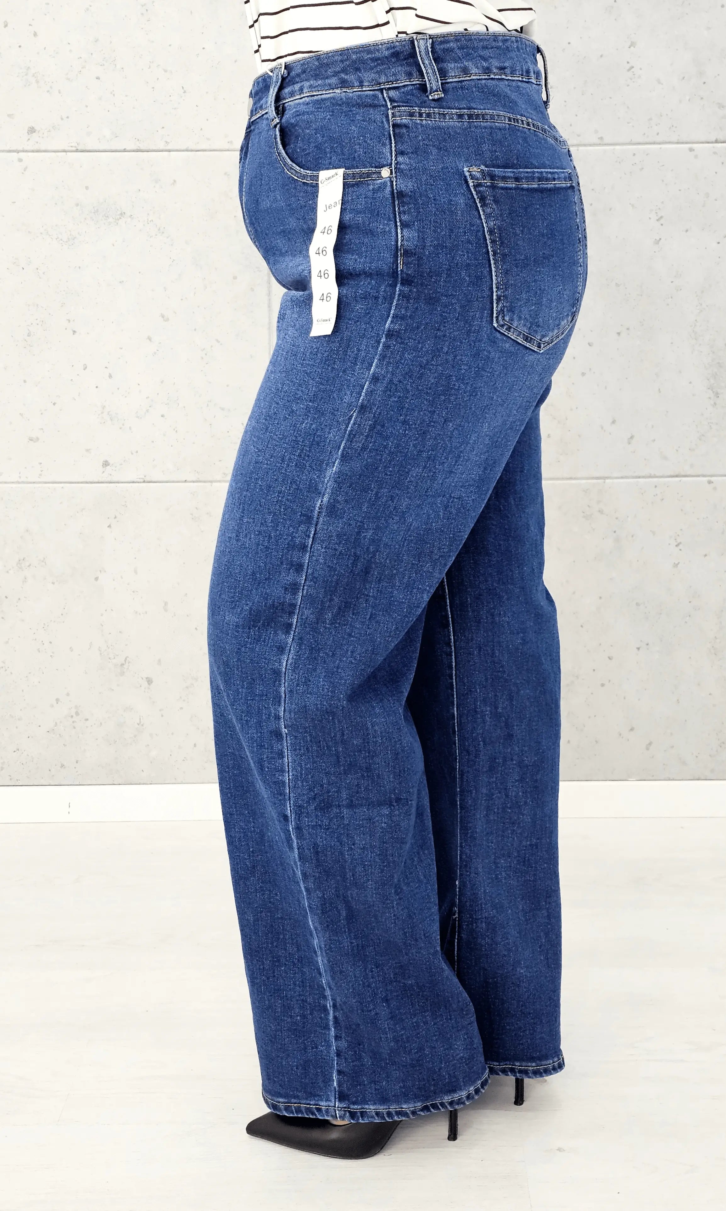 Spodnie jeansowe G-Smack StylowaXL Wide Leg – szerokie niebieskie jeansy plus size Stylowa XL