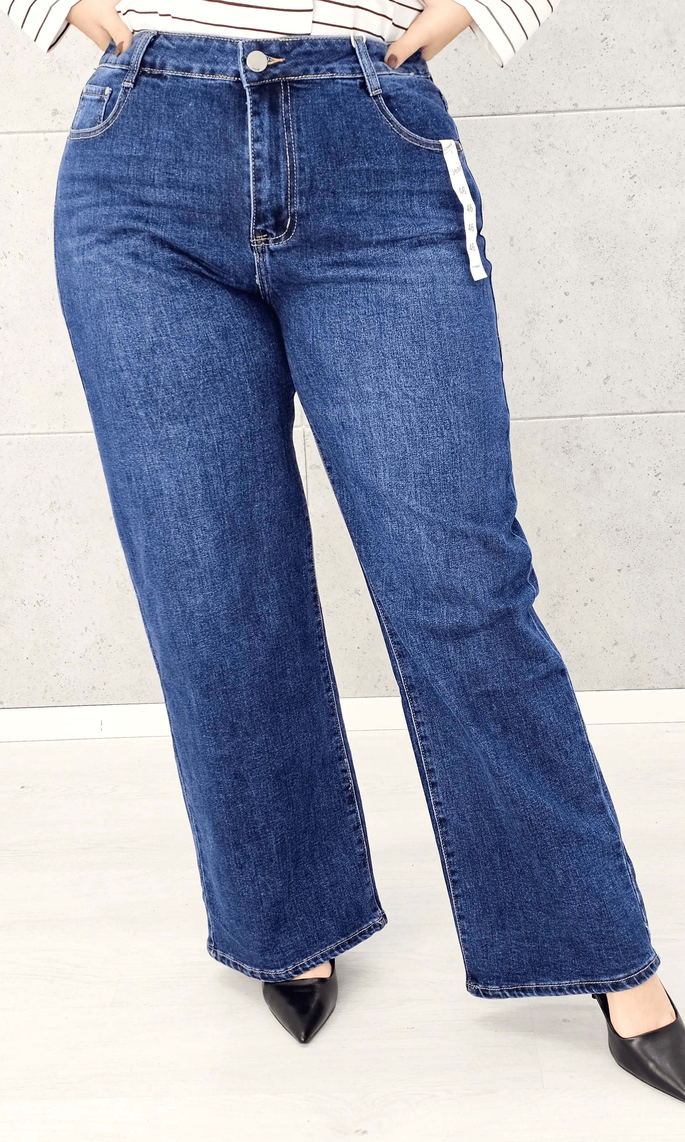 Spodnie jeansowe G-Smack StylowaXL Wide Leg – szerokie niebieskie jeansy plus size Stylowa XL