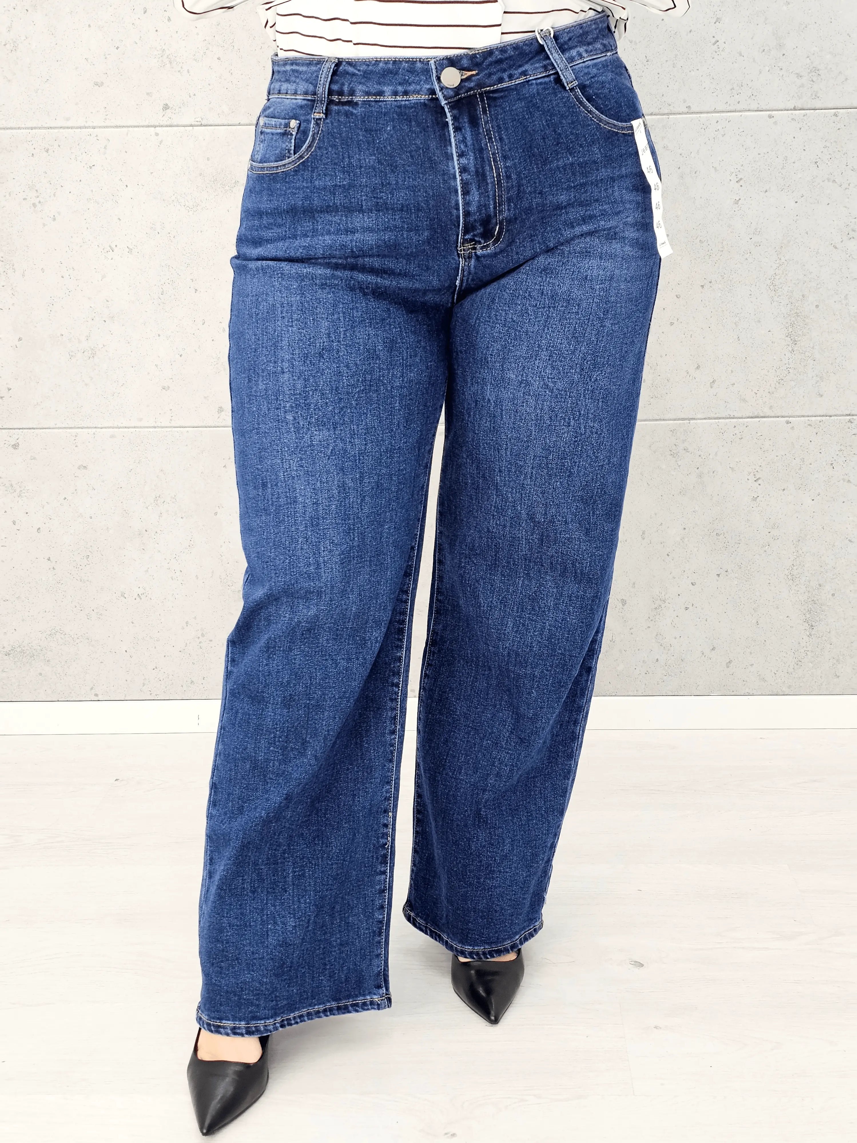 Spodnie jeansowe G-Smack StylowaXL Wide Leg – szerokie niebieskie jeansy plus size Stylowa XL