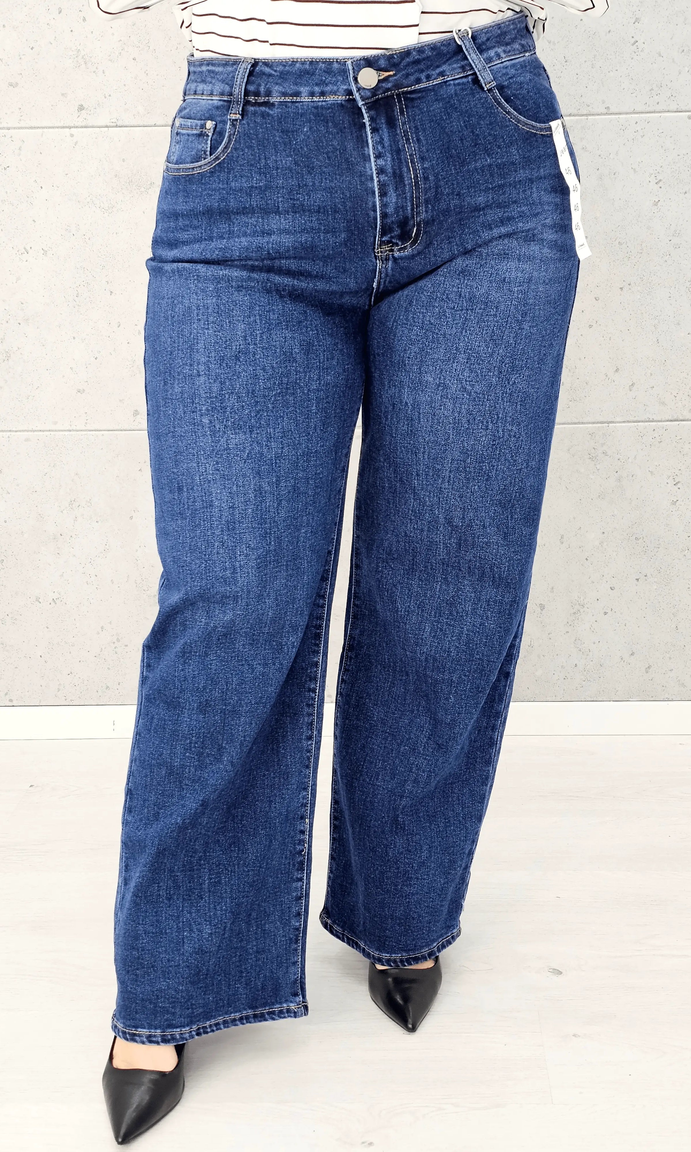 Spodnie jeansowe G-Smack StylowaXL Wide Leg – szerokie niebieskie jeansy plus size Stylowa XL