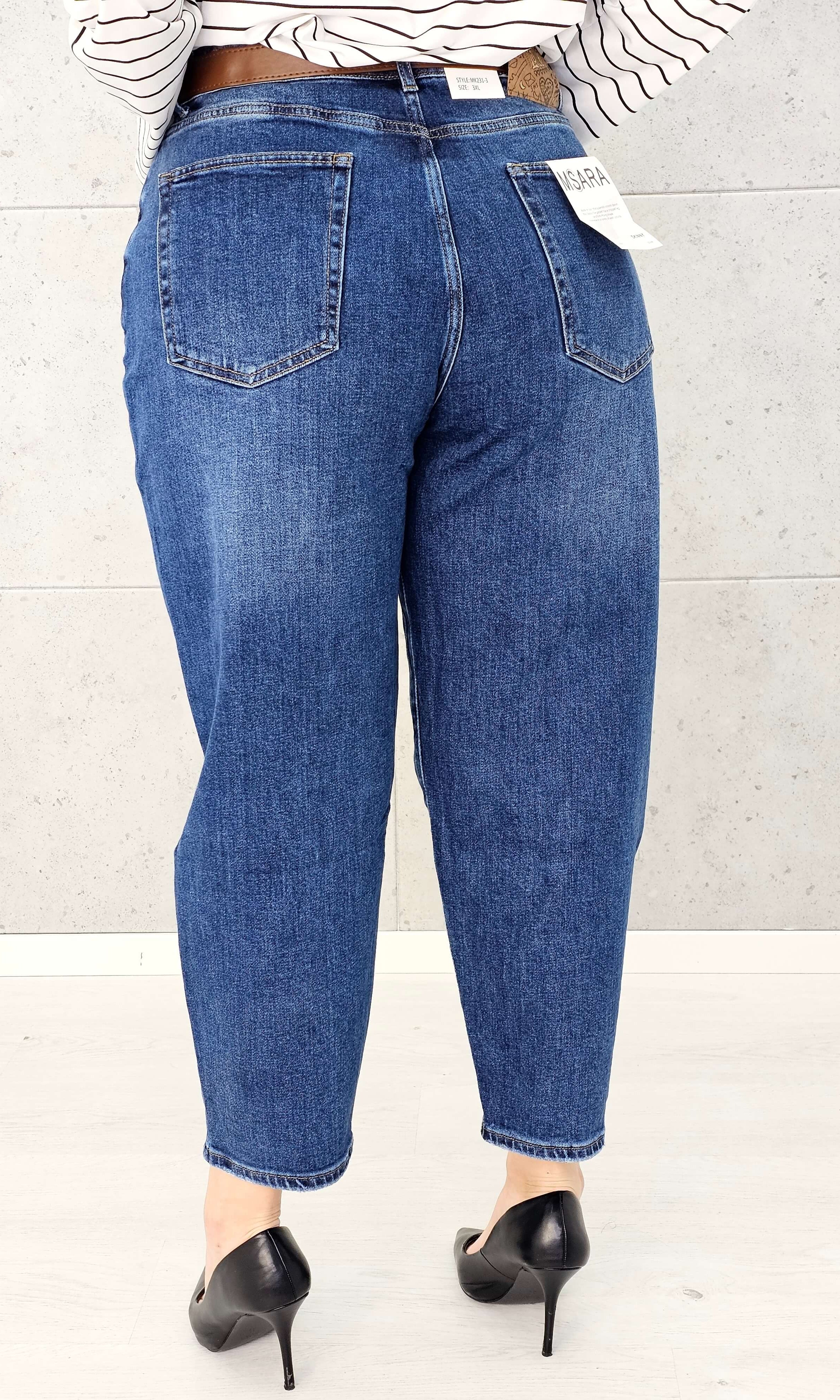 Spodnie jeansowe StylowaXL Mom Fit – klasyczne niebieskie jeansy plus size Stylowa XL