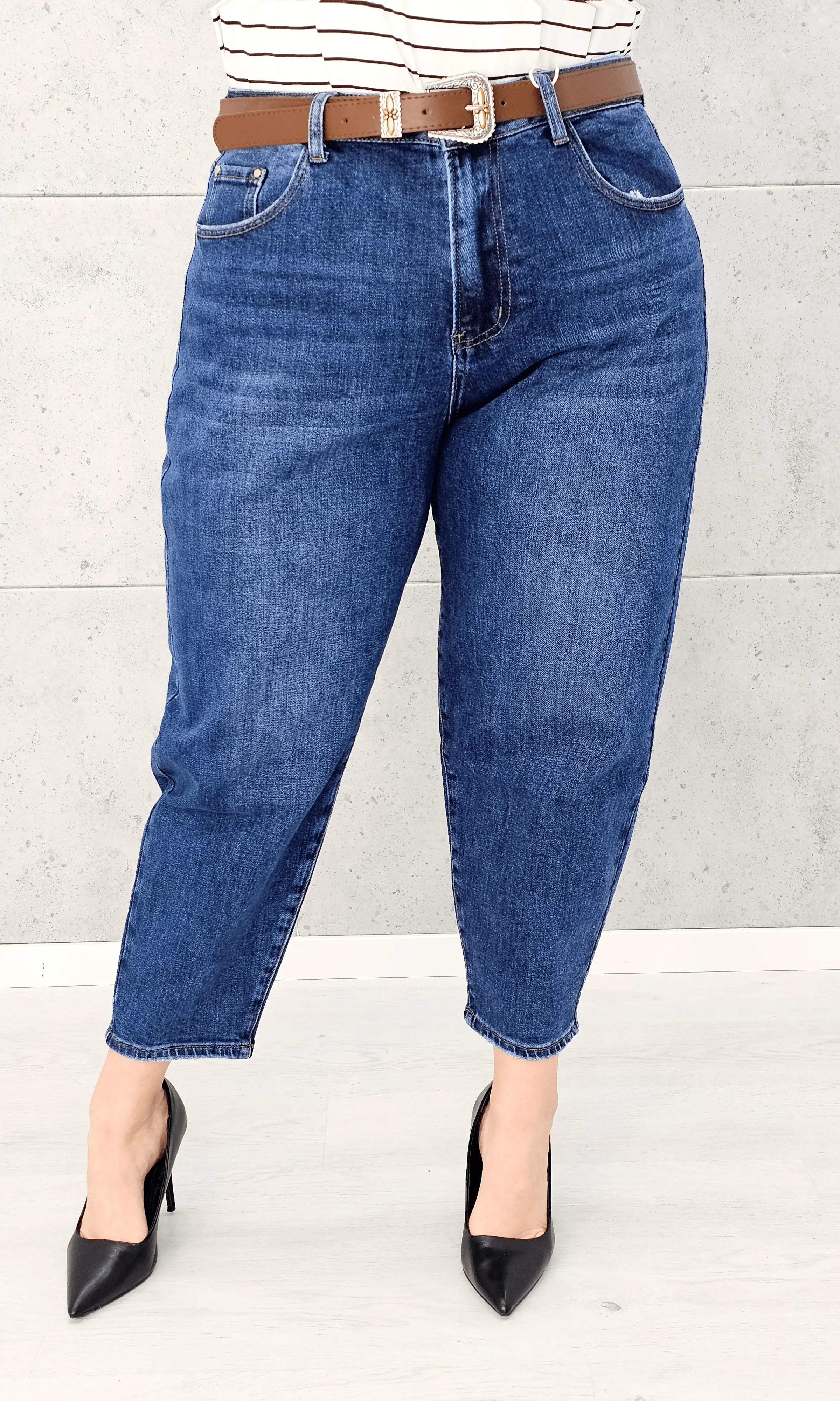 Spodnie jeansowe StylowaXL Mom Fit – klasyczne niebieskie jeansy plus size Stylowa XL