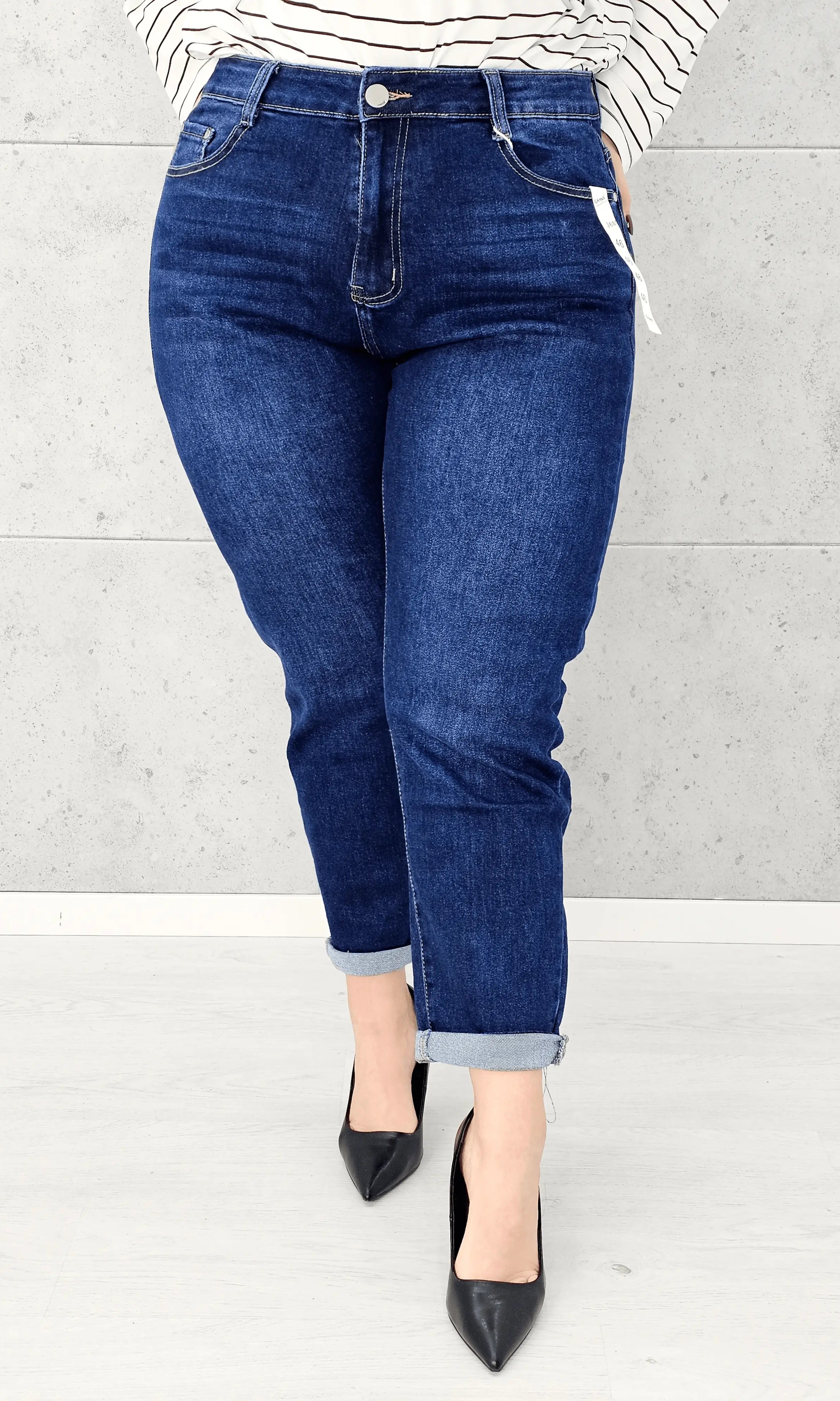 Spodnie jeansowe StylowaXL Relax Fit – wygodne spodnie plus size z podwiniętą nogawką Stylowa XL