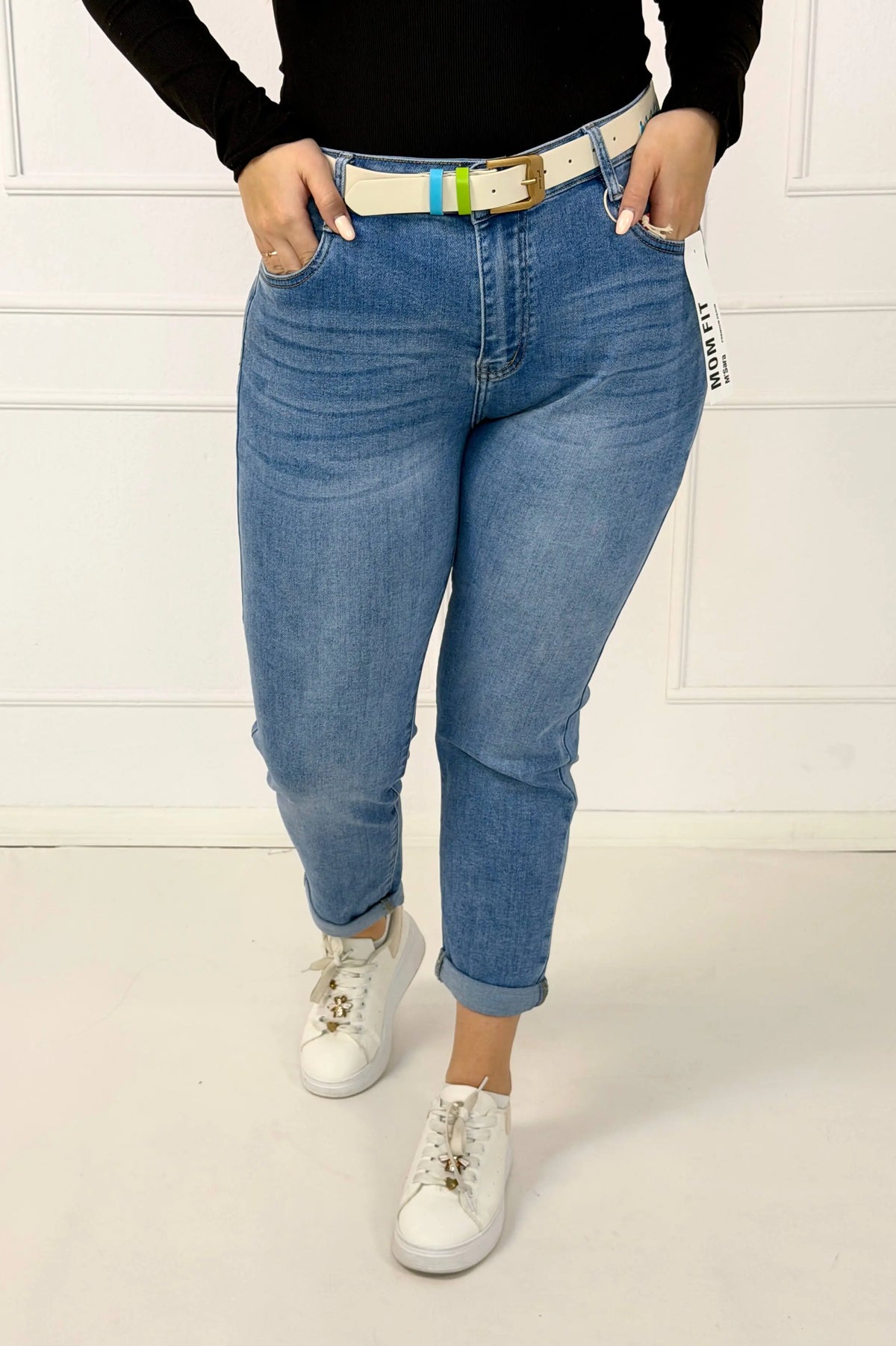 Spodnie jeansowe plus size mom fit z wysokim stanem M.Sara Stylowa XL