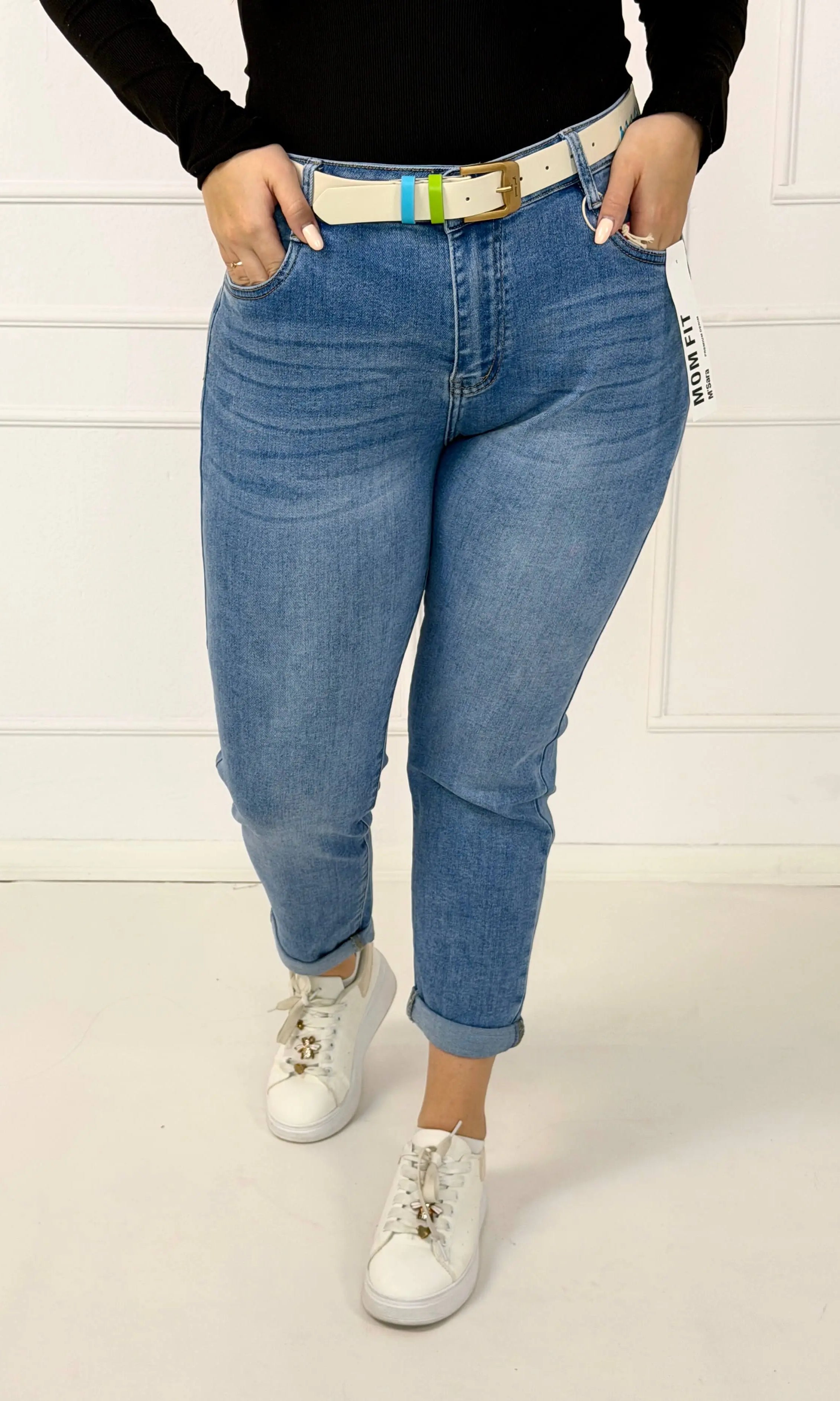 Spodnie jeansowe plus size mom fit z wysokim stanem M.Sara Stylowa XL