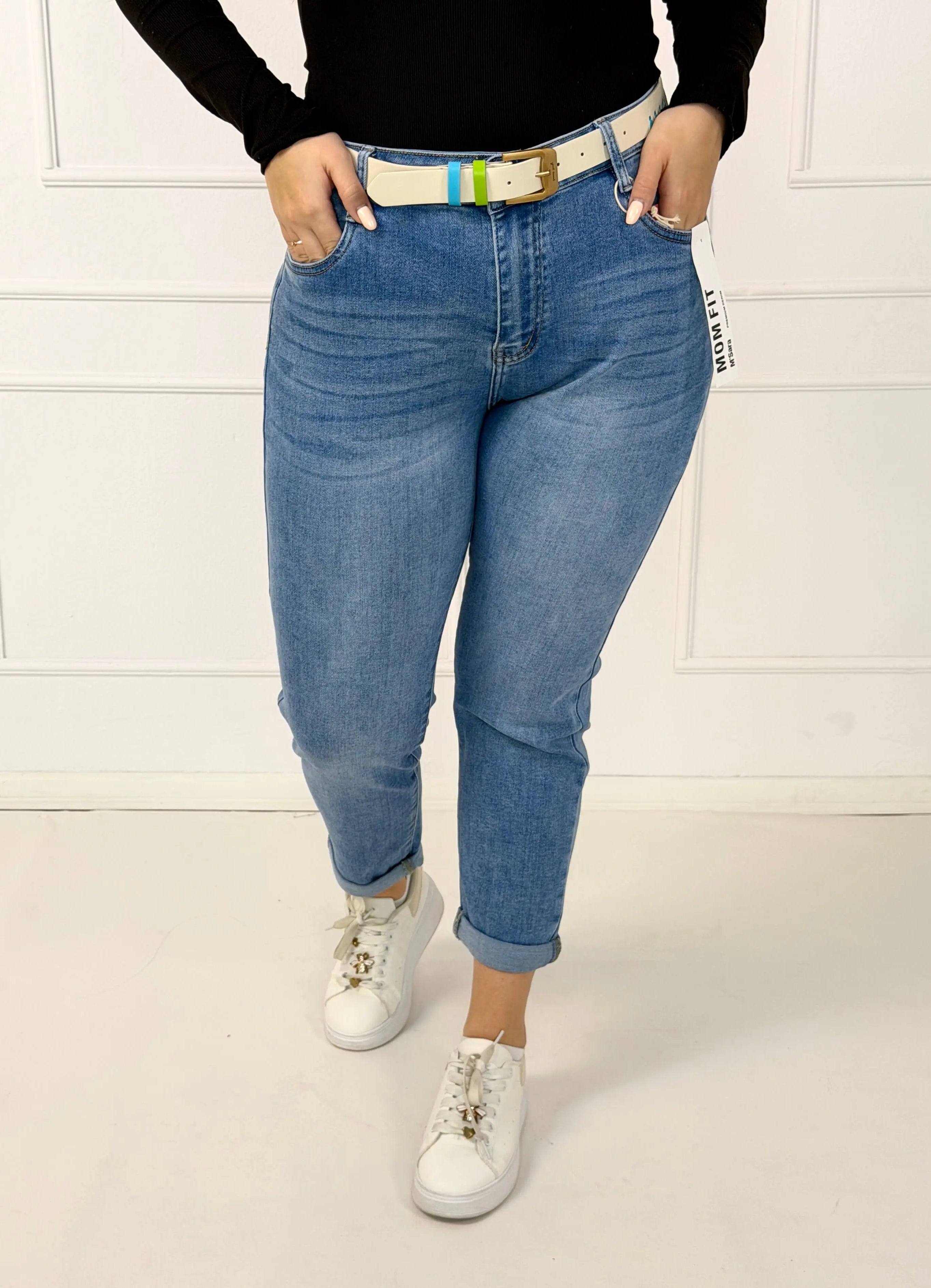 Spodnie jeansowe plus size mom fit z wysokim stanem M.Sara Stylowa XL