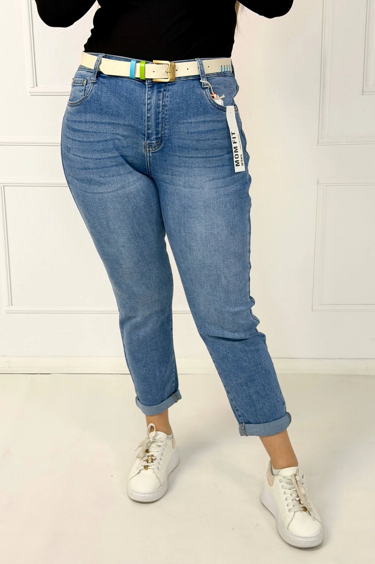 Spodnie jeansowe plus size mom fit z wysokim stanem M.Sara Stylowa XL