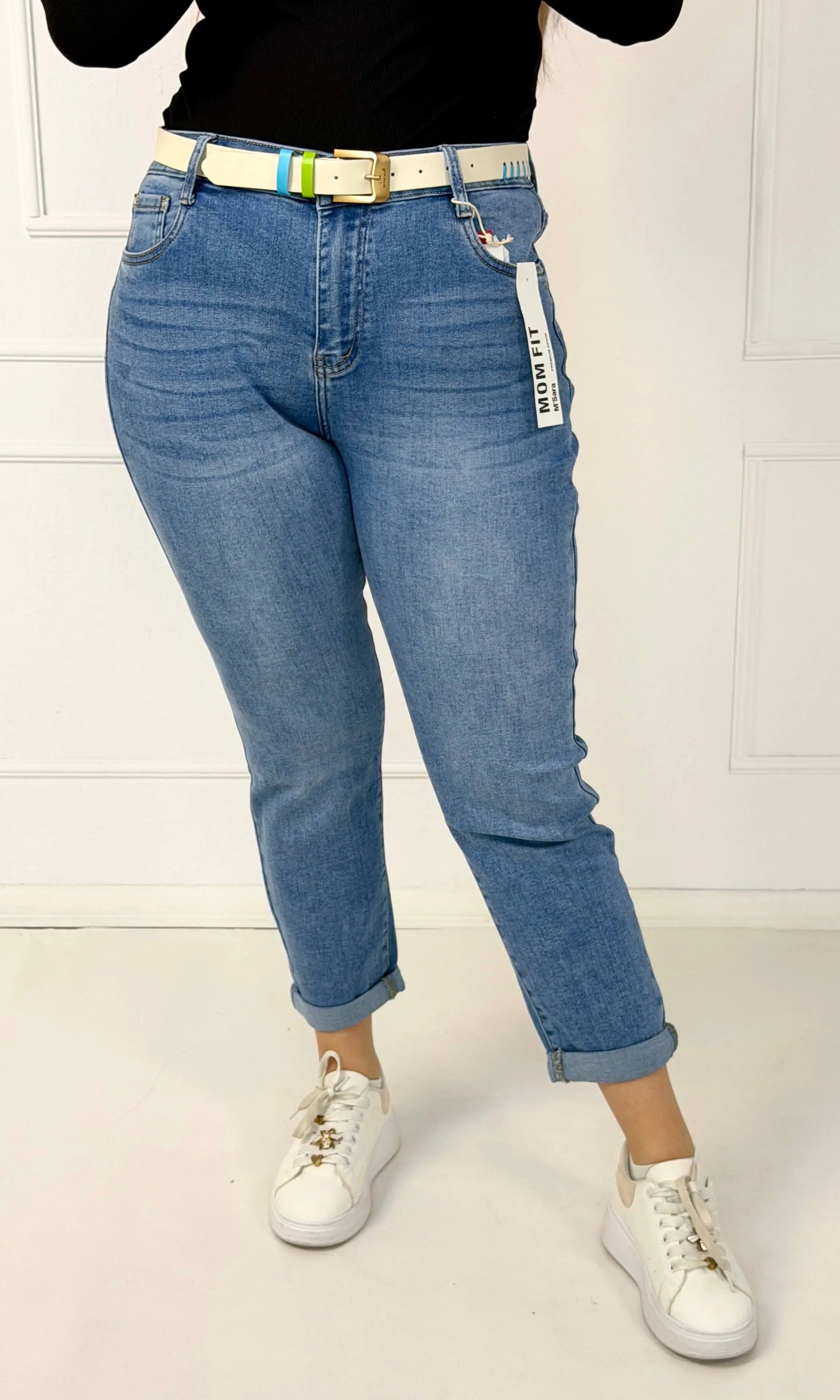 Spodnie jeansowe plus size mom fit z wysokim stanem M.Sara Stylowa XL