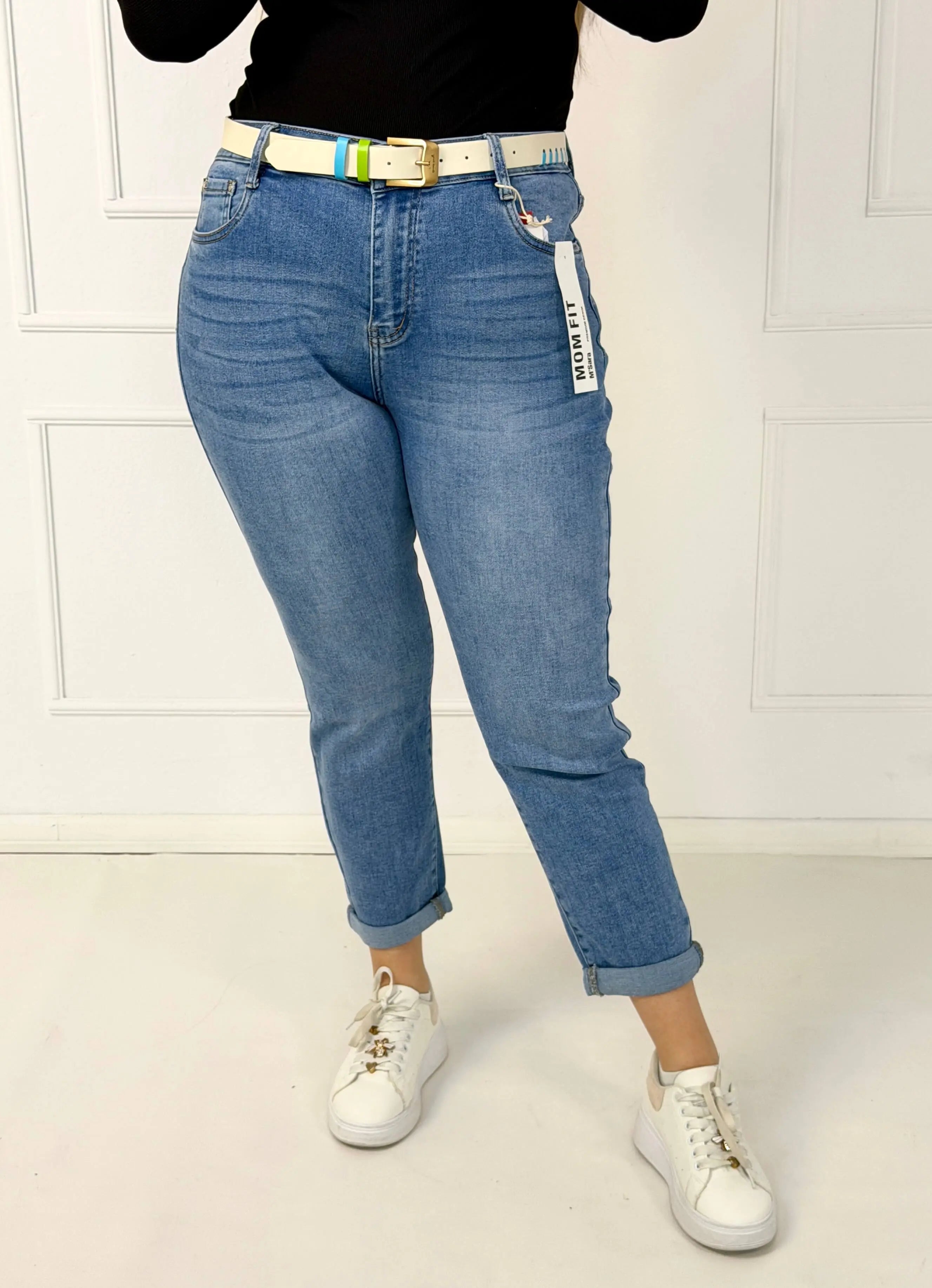 Spodnie jeansowe plus size mom fit z wysokim stanem M.Sara Stylowa XL