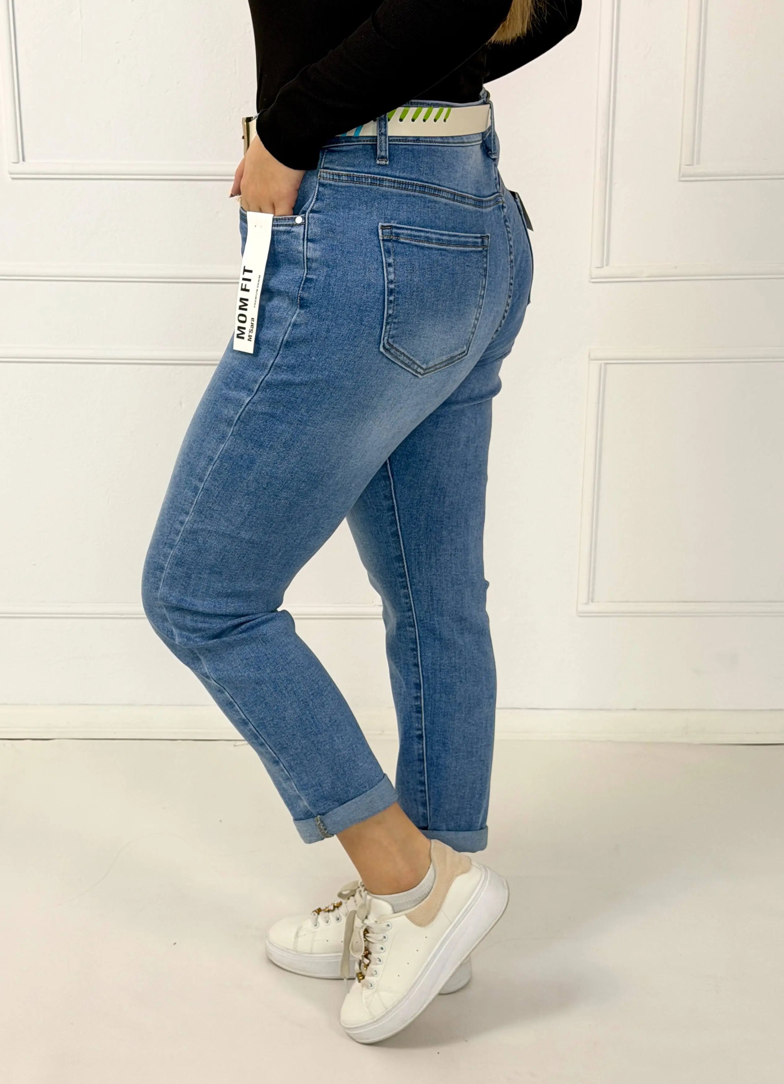 Spodnie jeansowe plus size mom fit z wysokim stanem M.Sara Stylowa XL