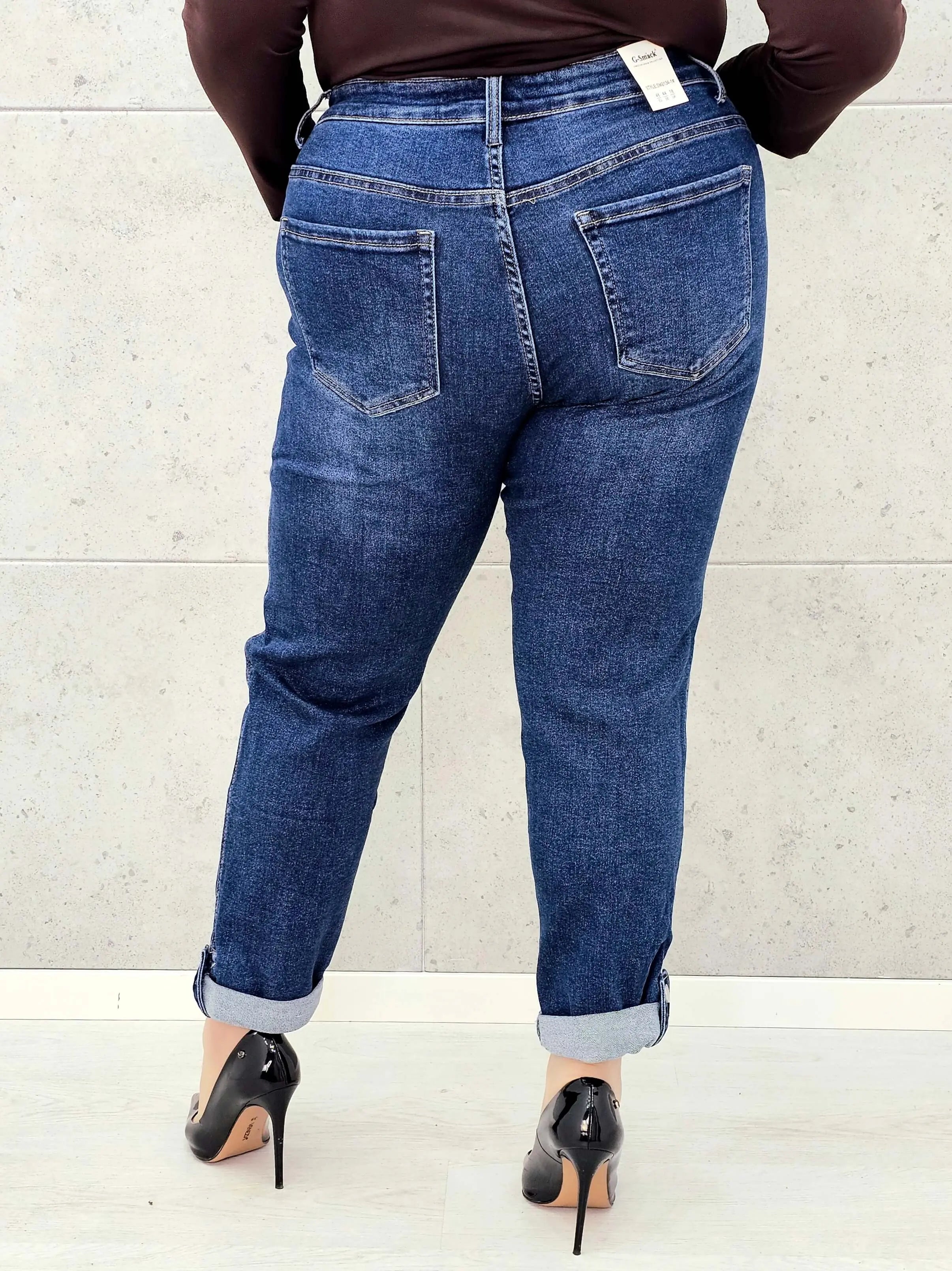 Spodnie jeansowe plus size z podwijaną nogawką Stylowa XL