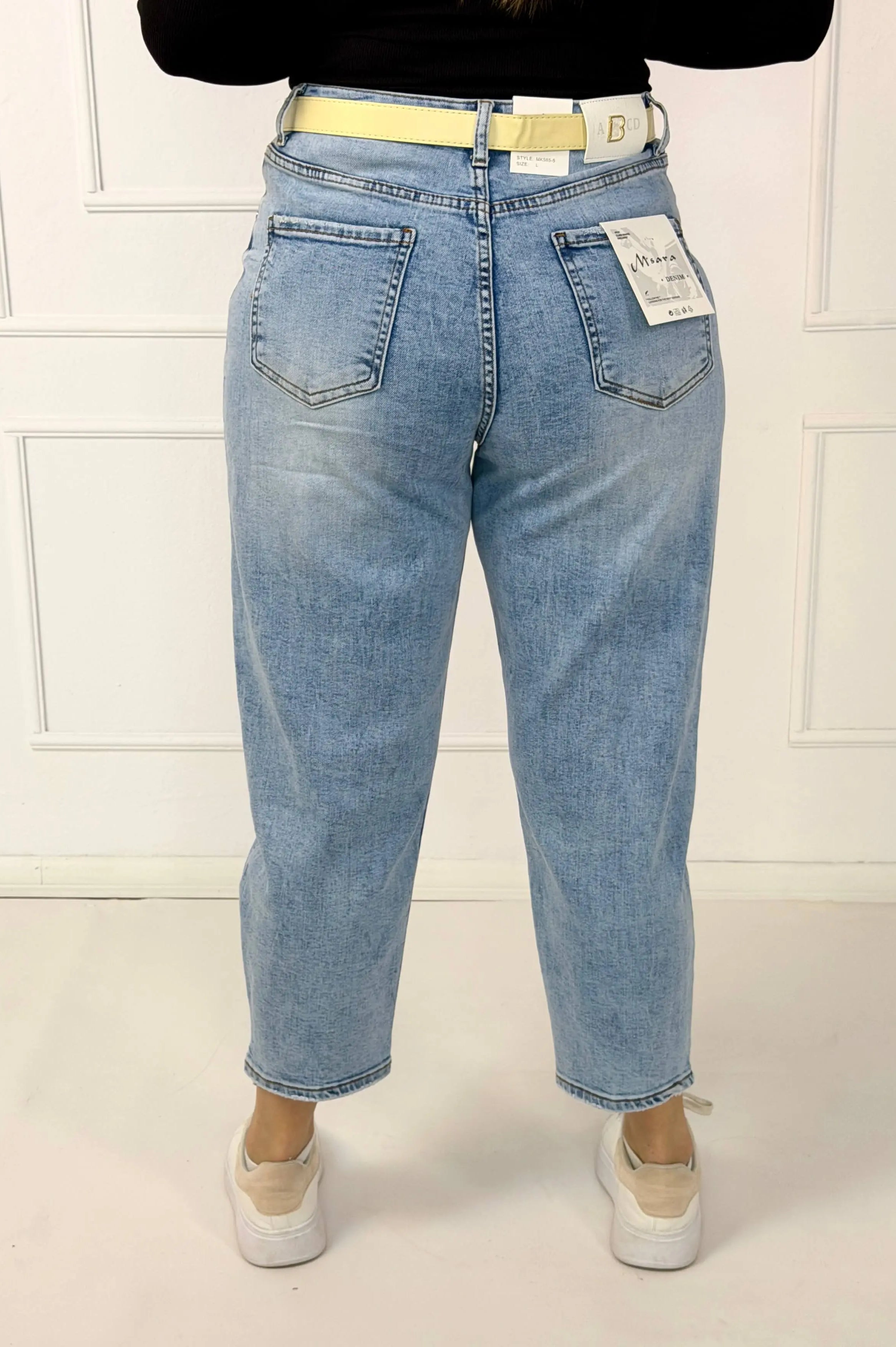 Spodnie jeansowe plus size z wysokim stanem i przetarciami M.Sara Stylowa XL